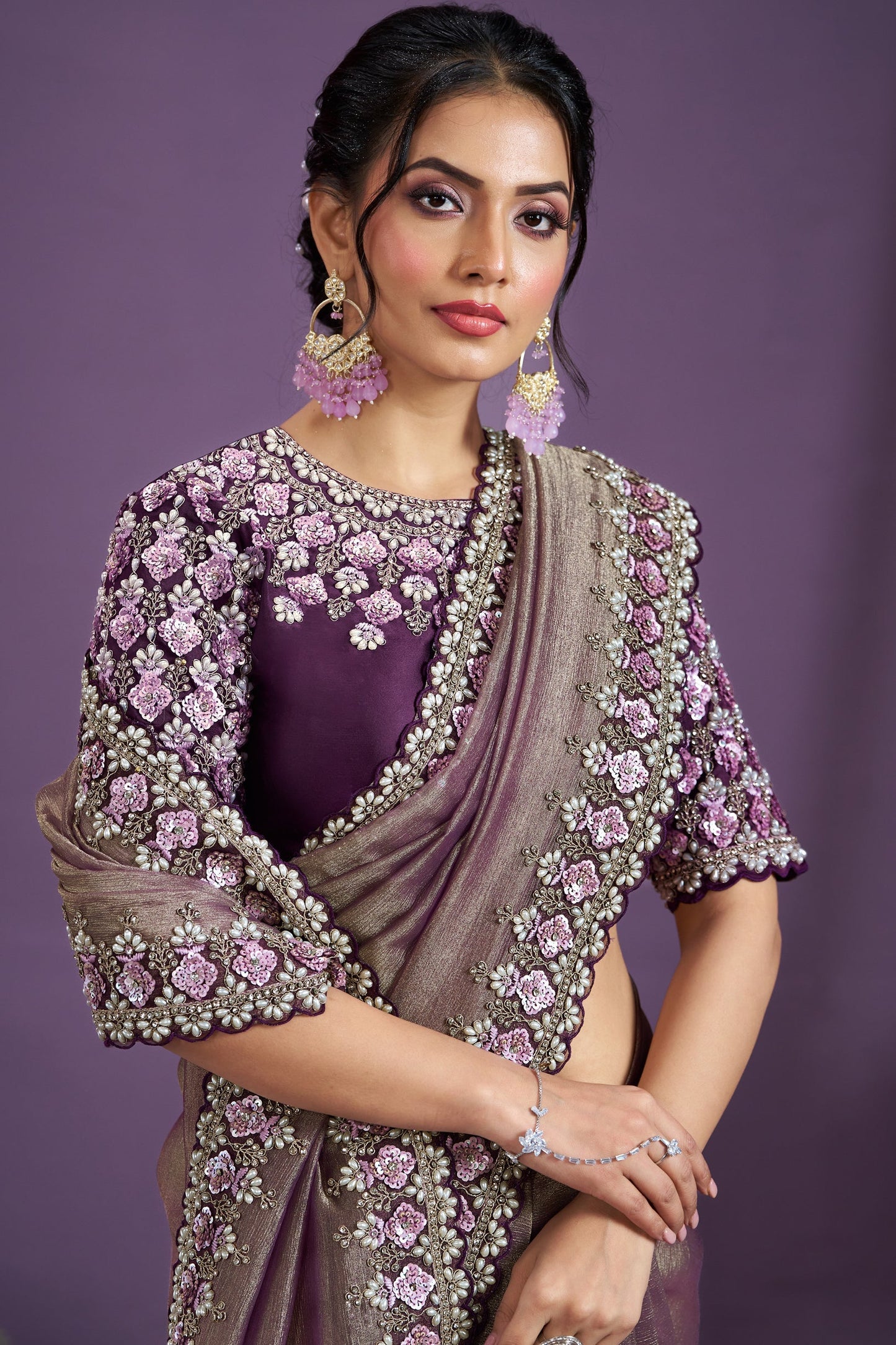 Lavender Embroidered Silk Saree-ZB133354_2_SareeButa.com