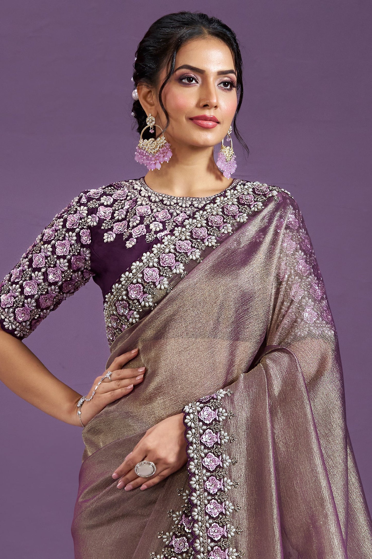 Lavender Embroidered Silk Saree-ZB133354_3_SareeButa.com