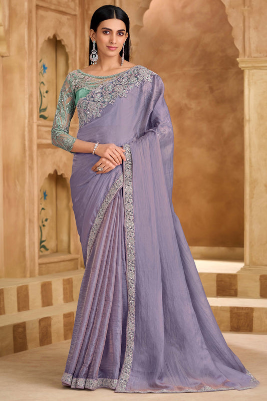 Lavender Embroidered Tissue Georgette Saree-SAR11708_1_SareeButa.com