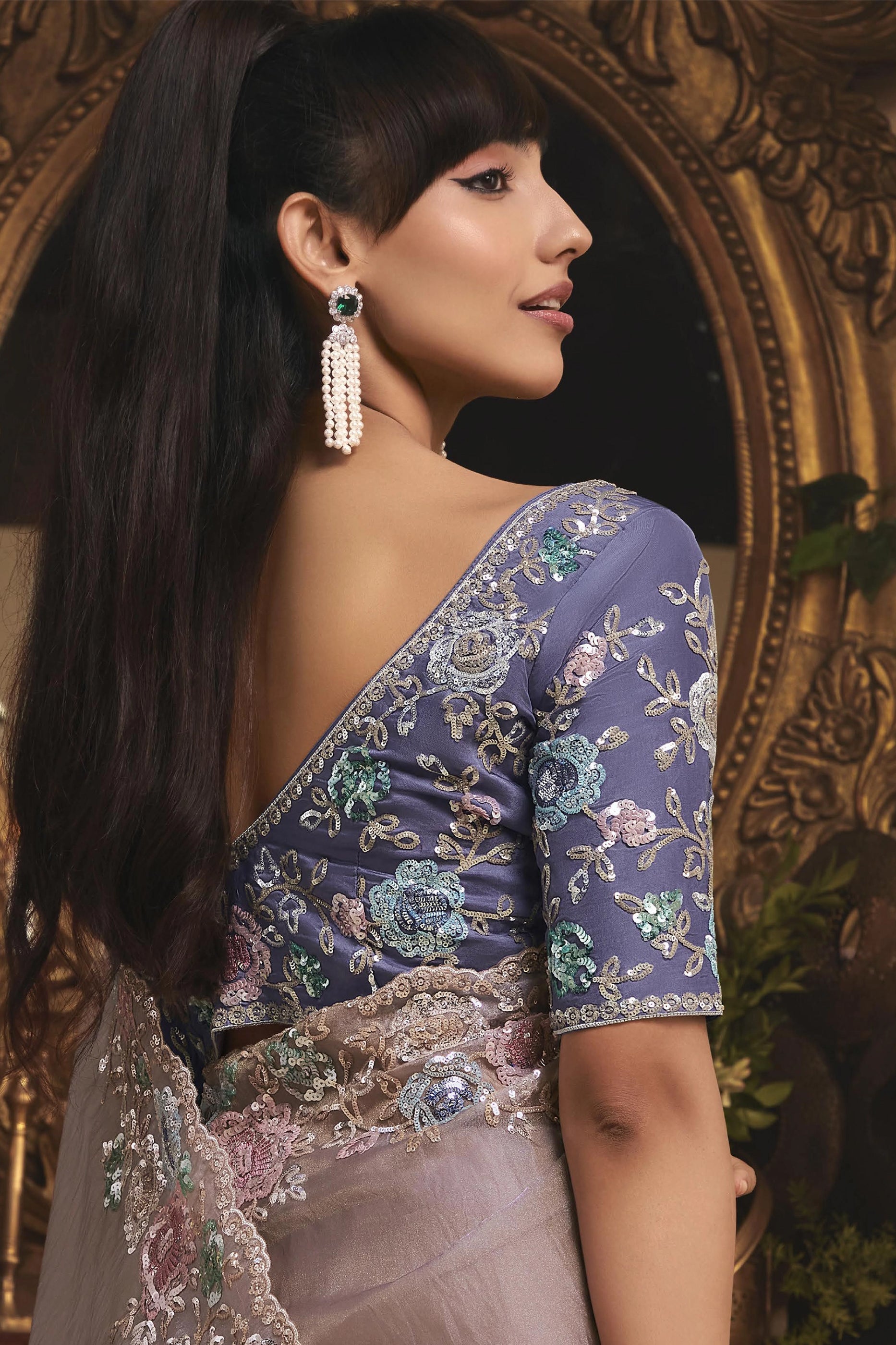 Lavender Embroidered Tissue Organza Saree-SAR10245_3_SareeButa.com