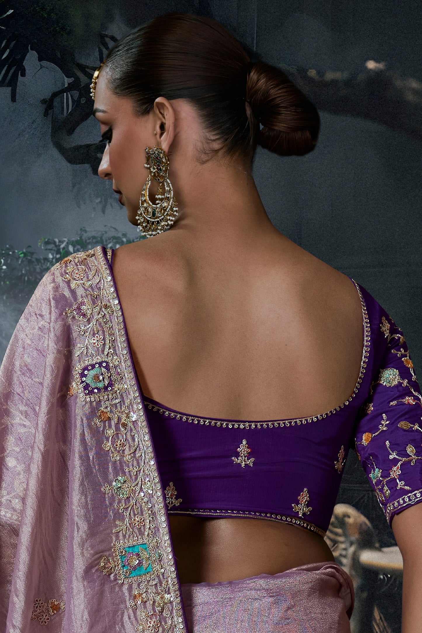Lavender Embroidered Tissue Organza Saree-SAR13107_4_SareeButa.com