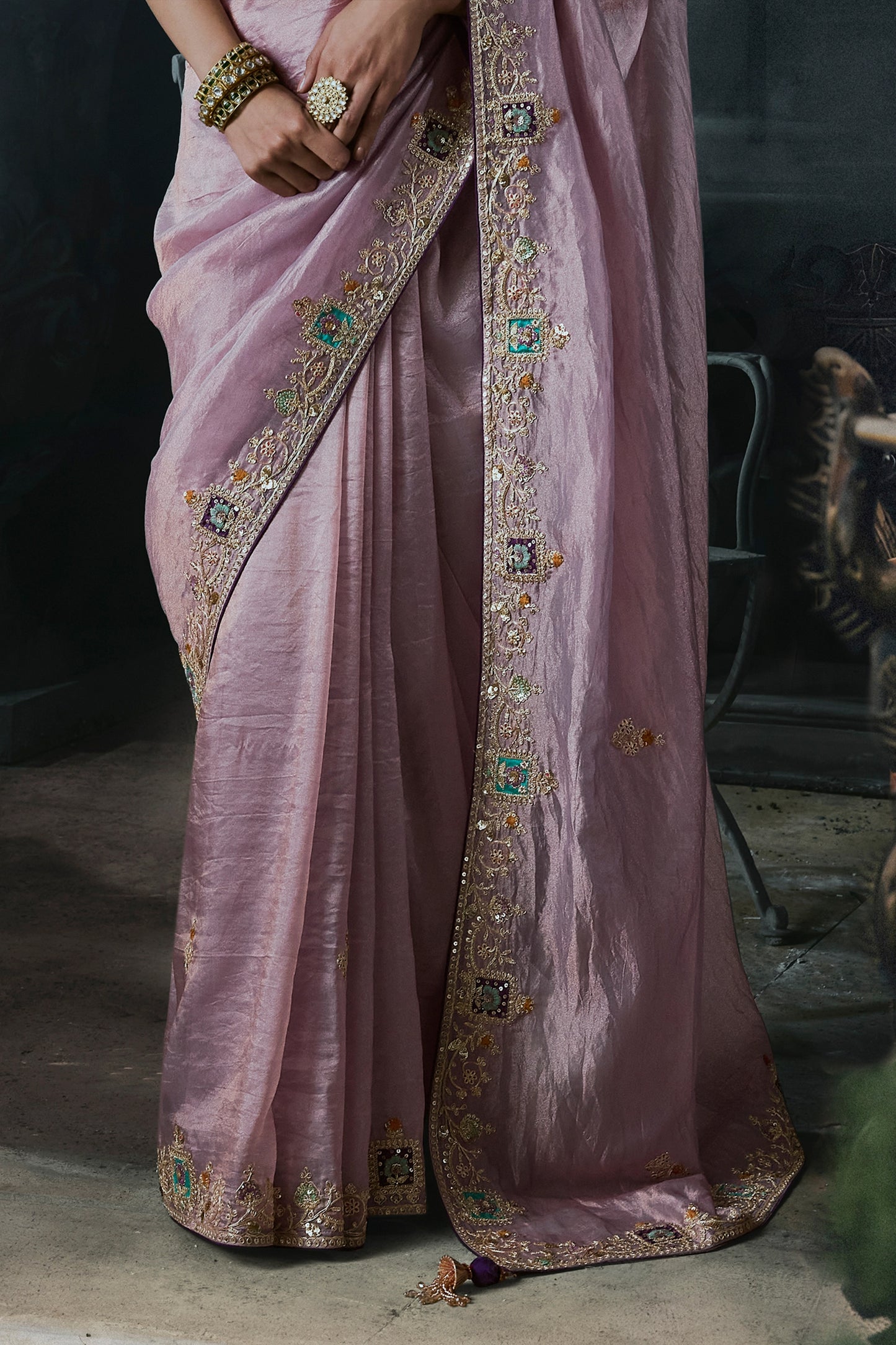 Lavender Embroidered Tissue Organza Saree-SAR13107_6_SareeButa.com