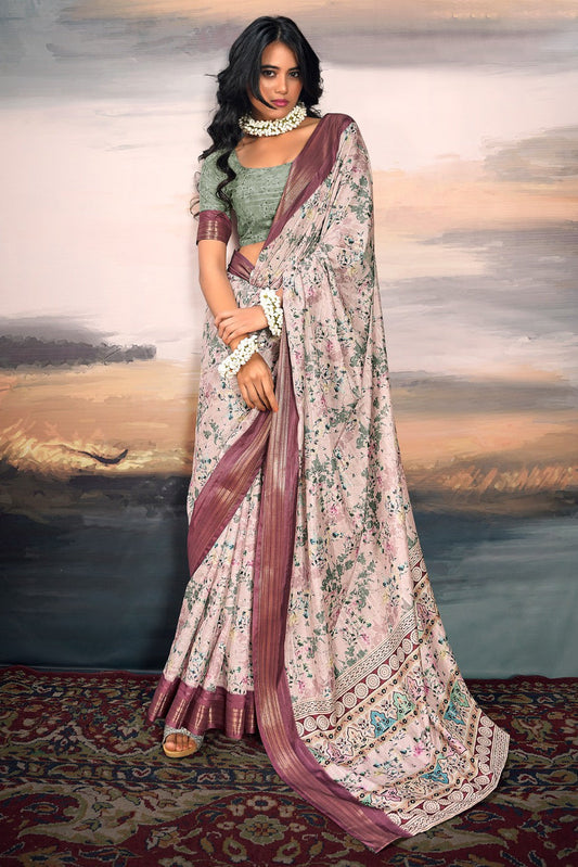 Lavender Printed Cotton Silk Saree-ZB134354_1_SareeButa.com