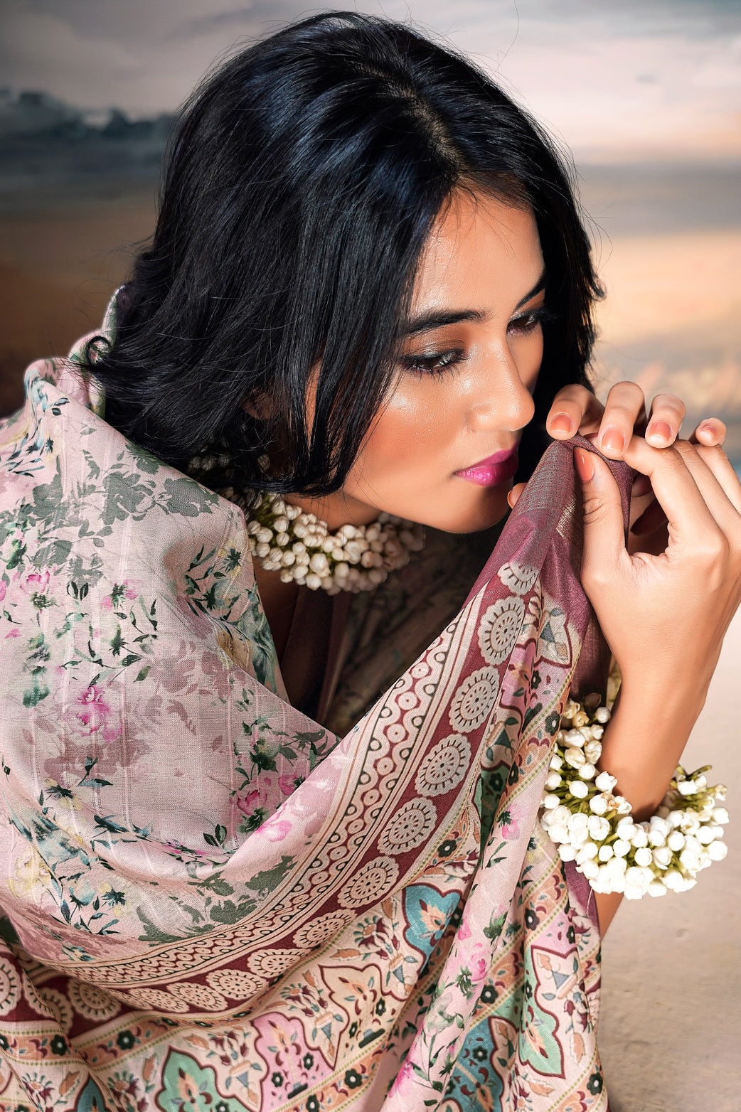 Lavender Printed Cotton Silk Saree-ZB134354_3_SareeButa.com
