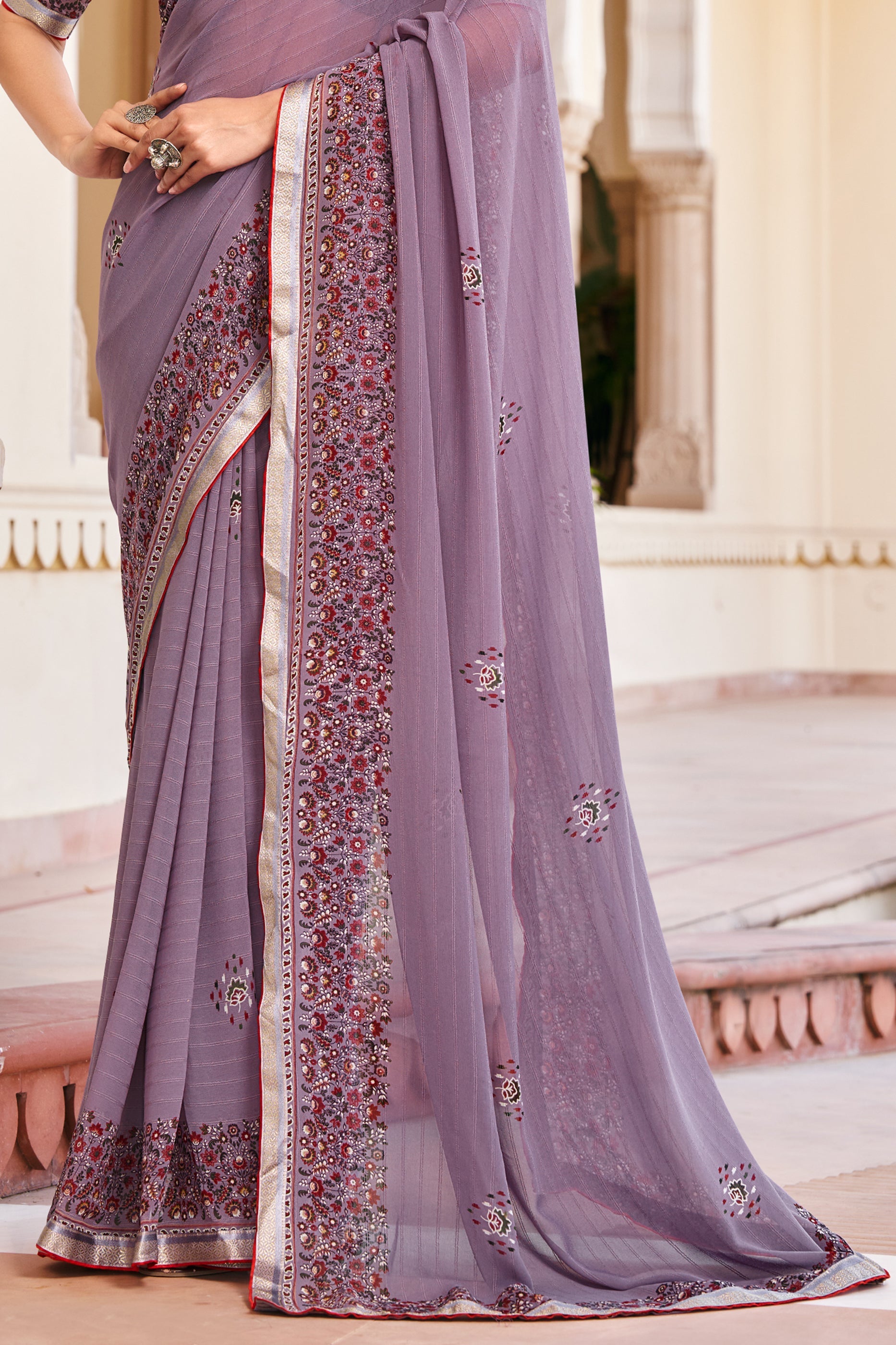 Lavender Printed Georgette Saree-SAR10153_4_SareeButa.com
