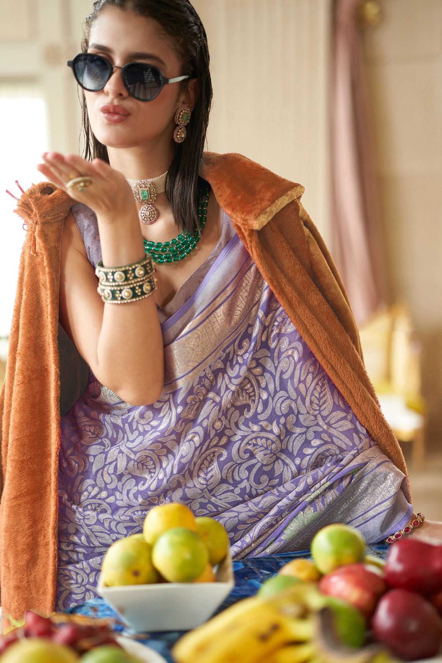 Lavender Printed Georgette Saree-SAR10198_2_SareeButa.com