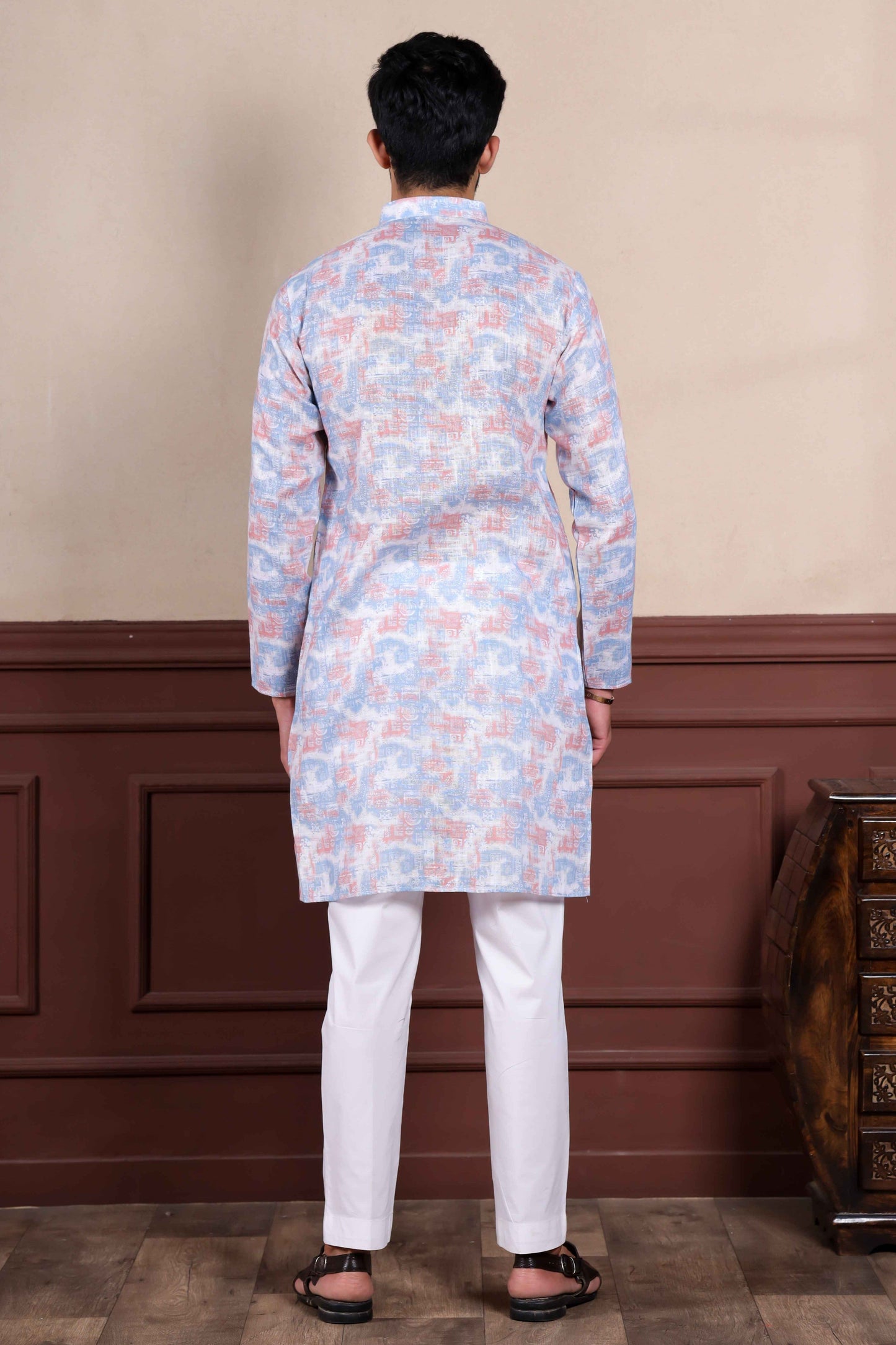 Lavender Printed Linen Kurta Pajama-MW69_3_SareeButa.com