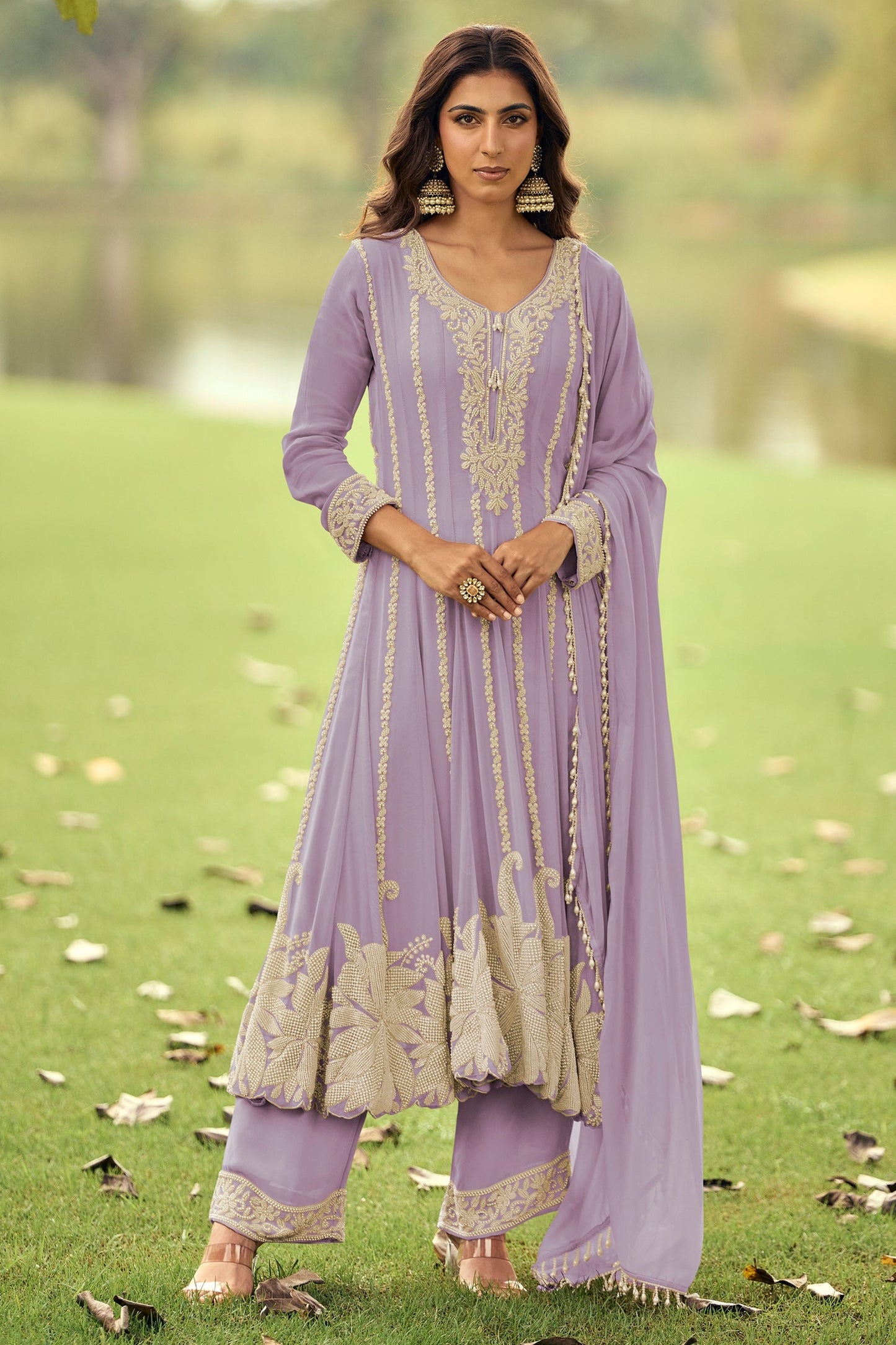 Lavender Readymade Bead Work Georgette Anarkali Suit-SAR11090_1_SareeButa.com