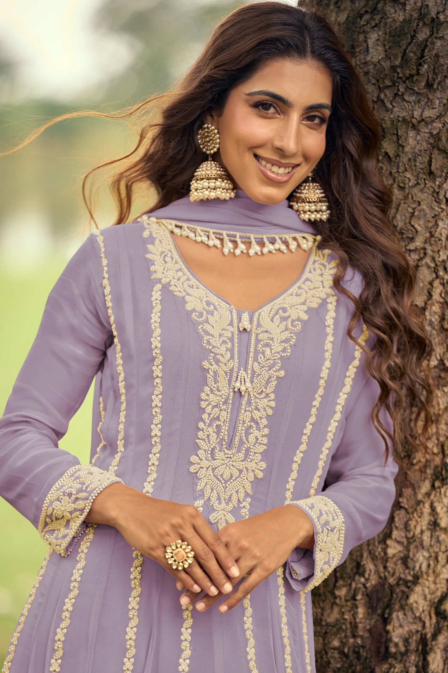 Lavender Readymade Bead Work Georgette Anarkali Suit-SAR11090_2_SareeButa.com