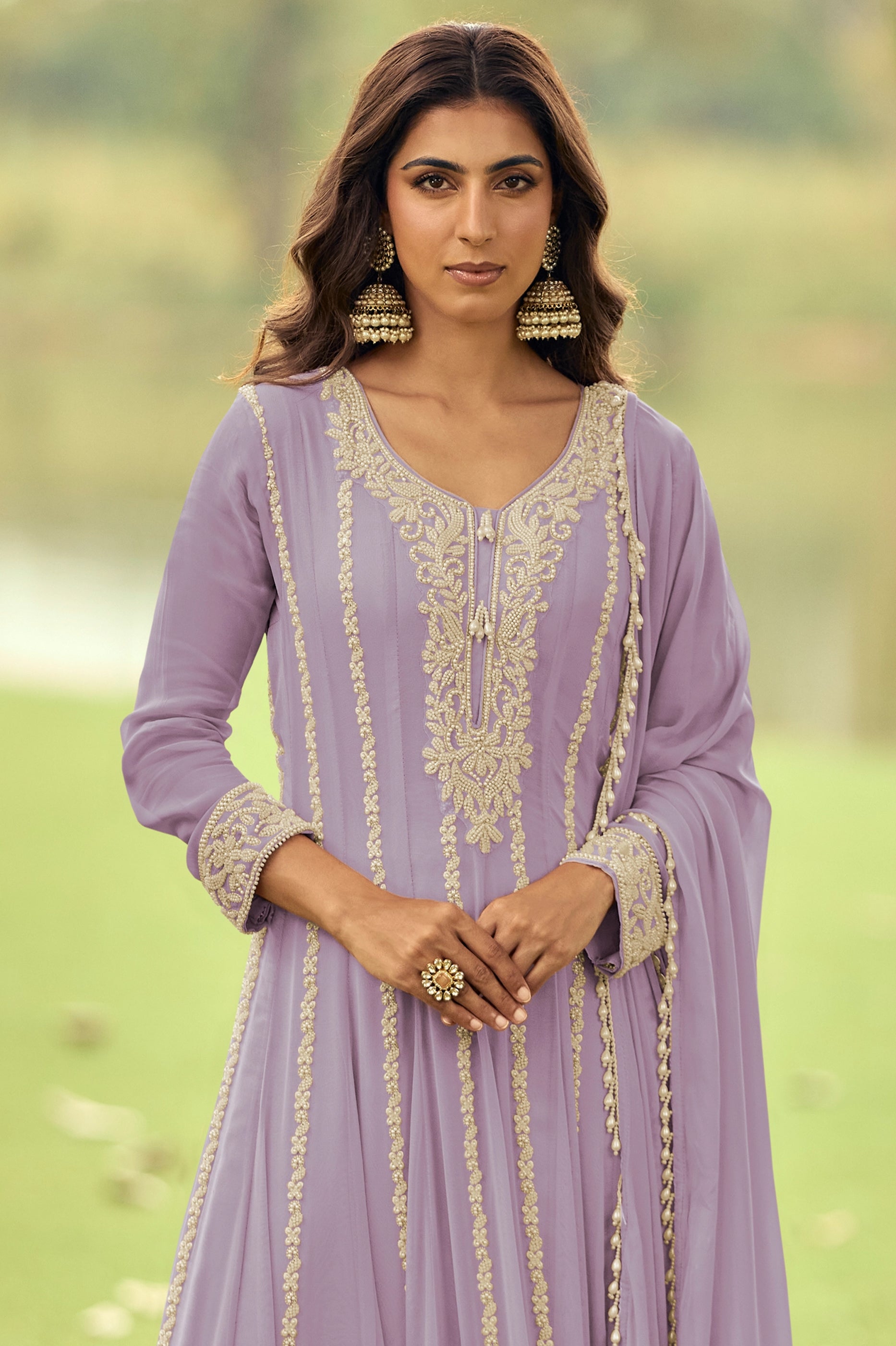 Lavender Readymade Bead Work Georgette Anarkali Suit-SAR11090_3_SareeButa.com