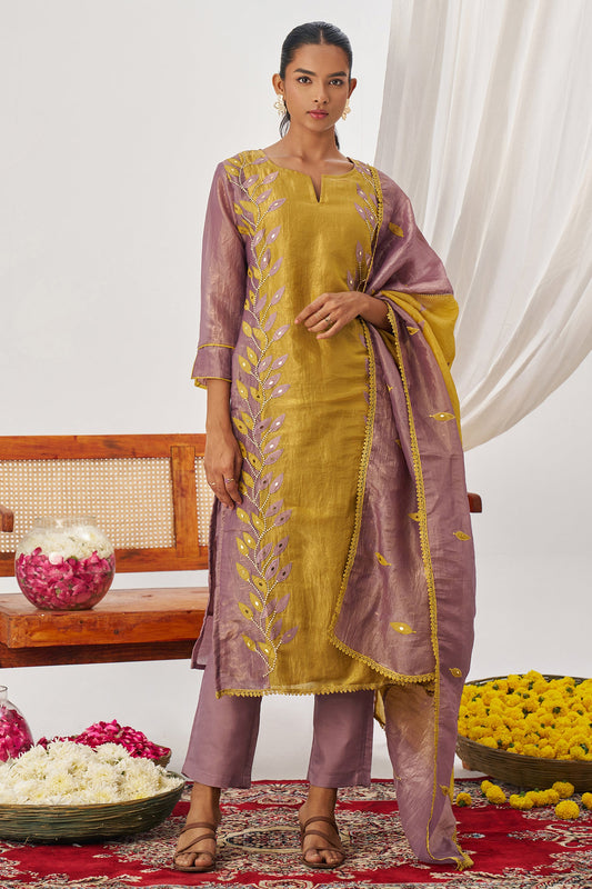 Lavender Readymade Embroidered Organza Suit-SAR11632_1_SareeButa.com