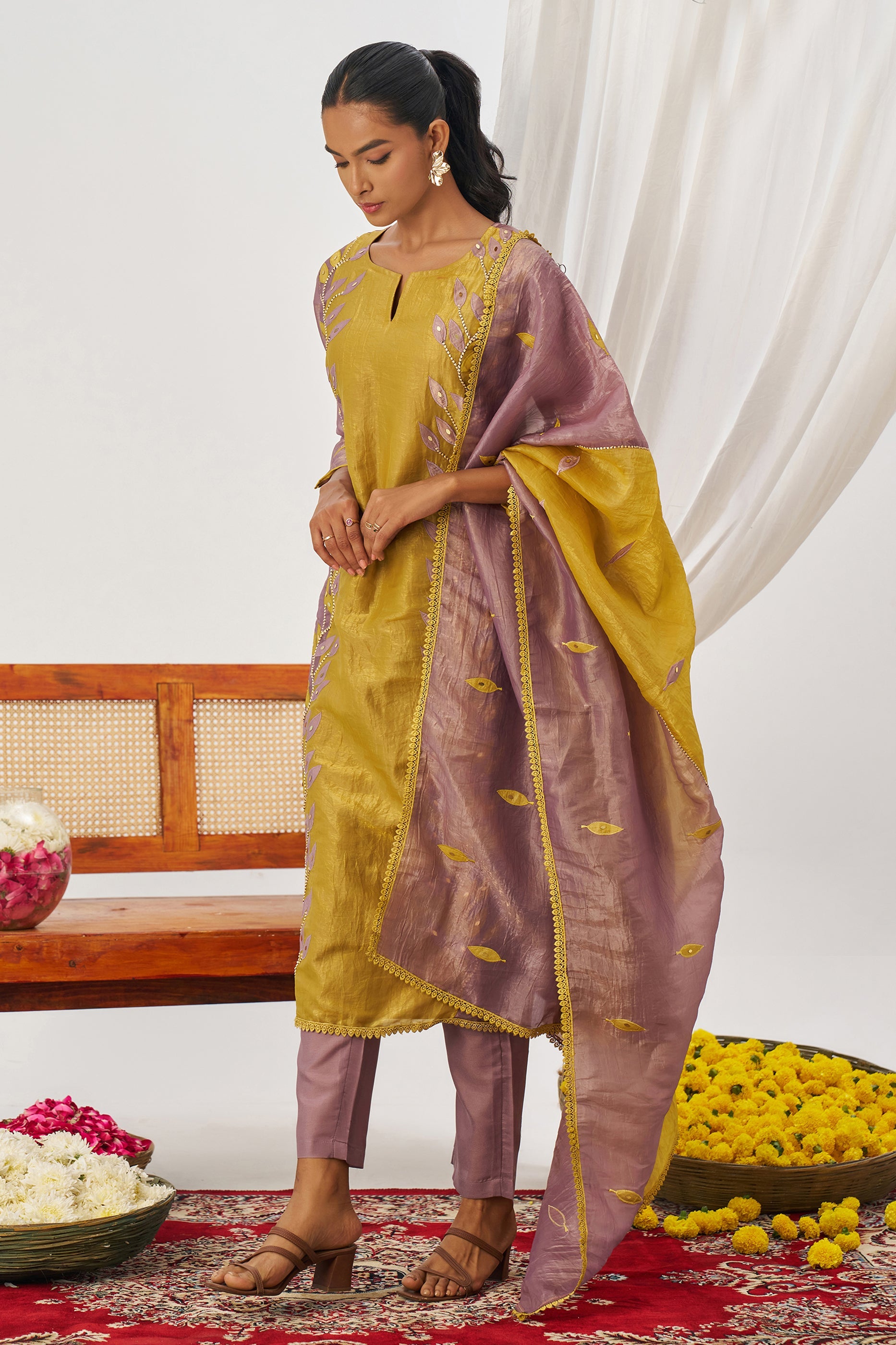 Lavender Readymade Embroidered Organza Suit-SAR11632_3_SareeButa.com
