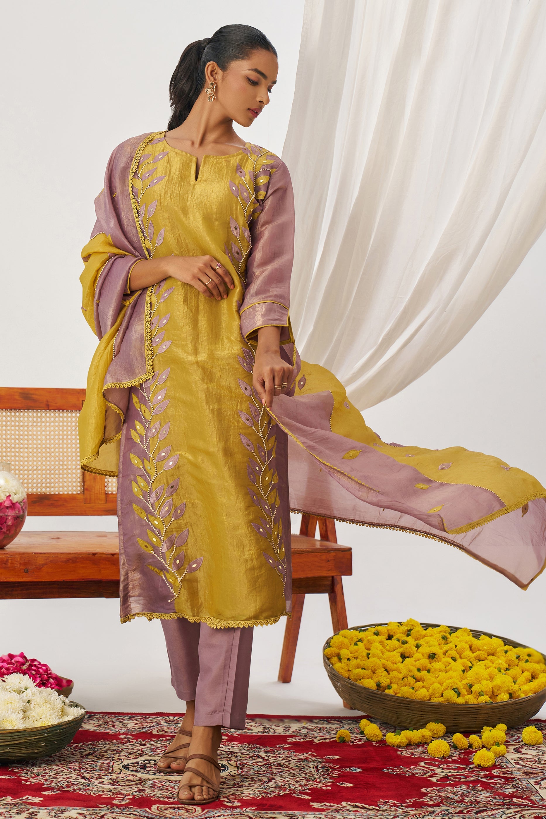 Lavender Readymade Embroidered Organza Suit-SAR11632_4_SareeButa.com