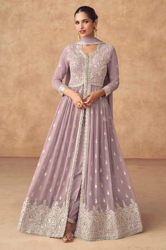Lavender Readymade Heavy work Georgette Suit-SS547_1_SareeButa.com