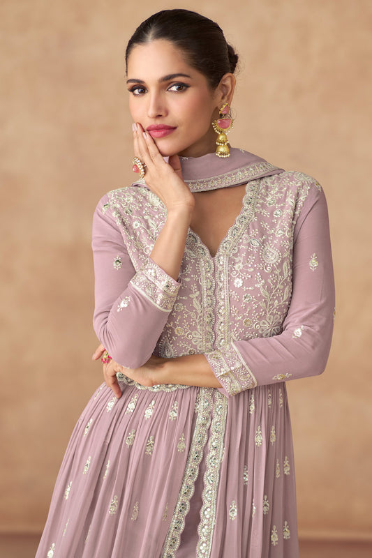 Lavender Readymade Heavy work Georgette Suit-SS547_2_SareeButa.com