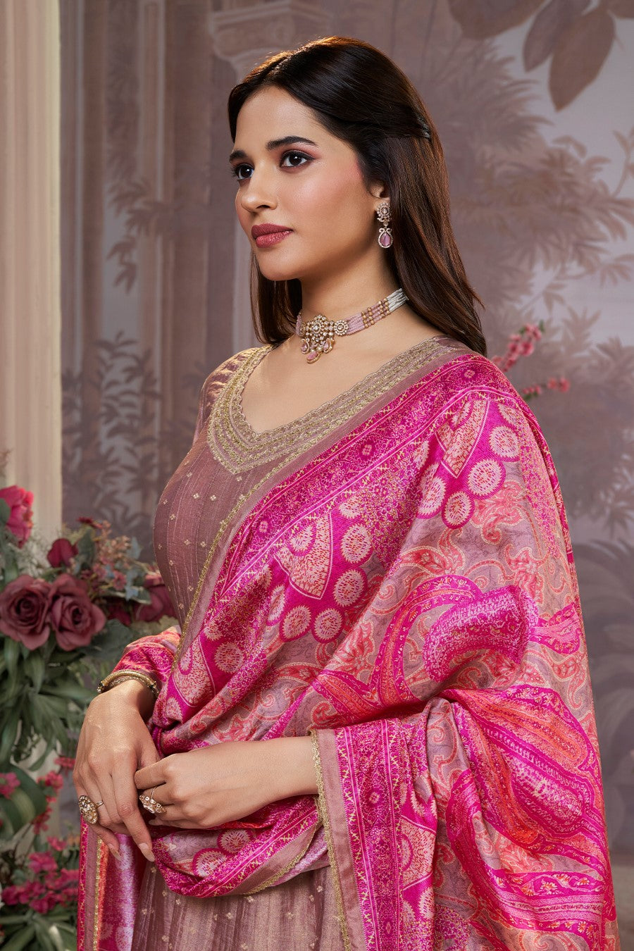 Lavender Readymade Tissue Silk Anarkali Suit-SS980_3_SareeButa.com