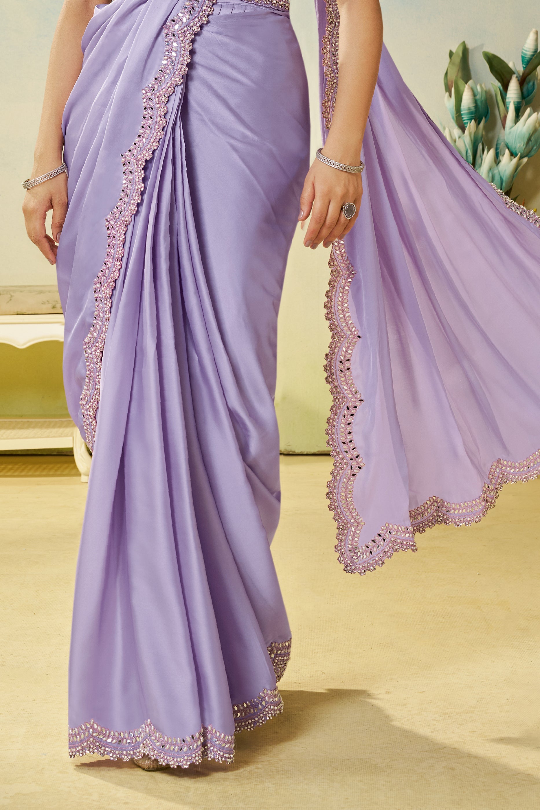 Lavender Satin Silk Readymade Saree-SAR11145_4_SareeButa.com