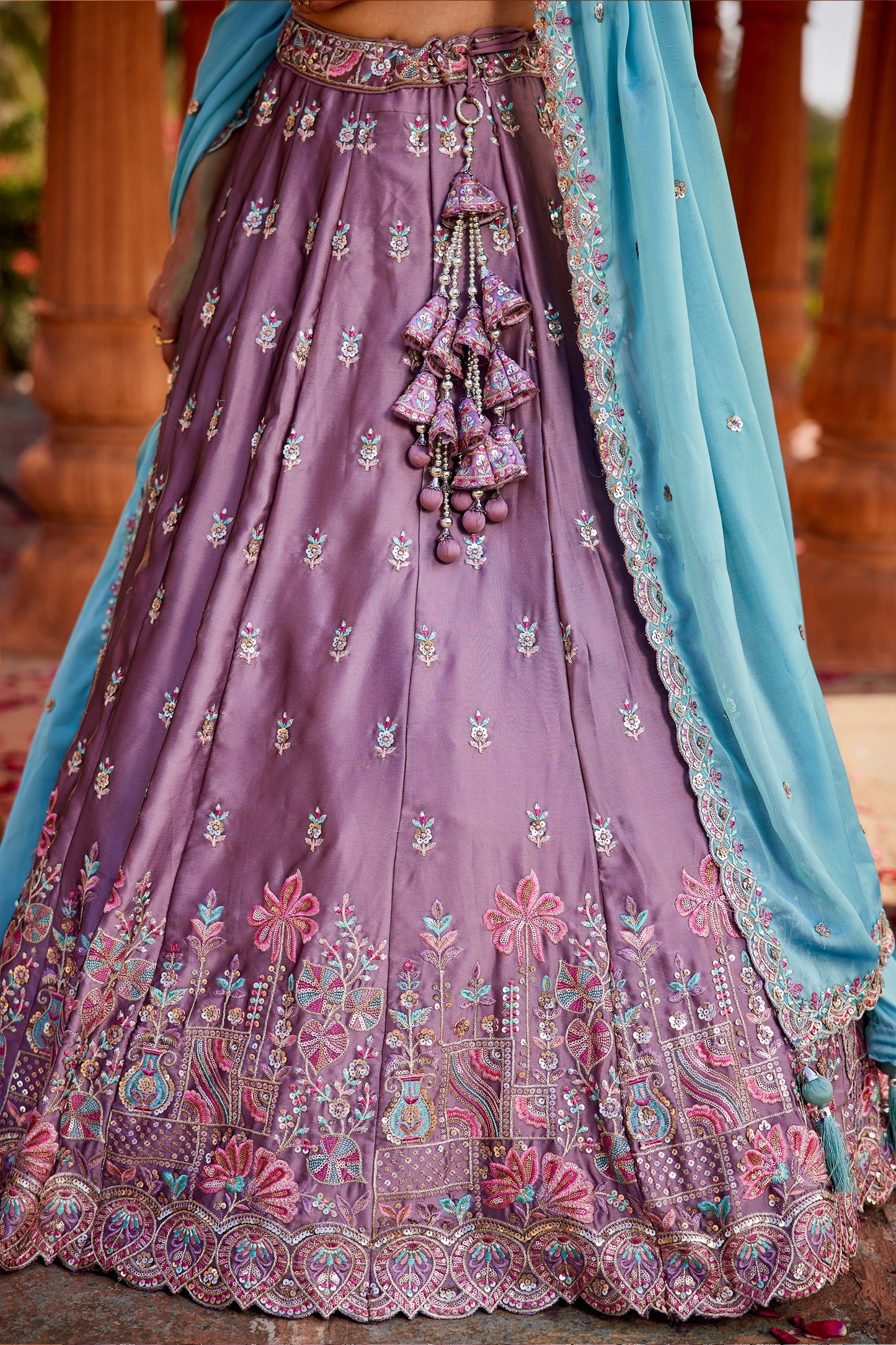 Lavender Readymade Embroidered Georgette Lehenga-SAR10047_5_SareeButa.com