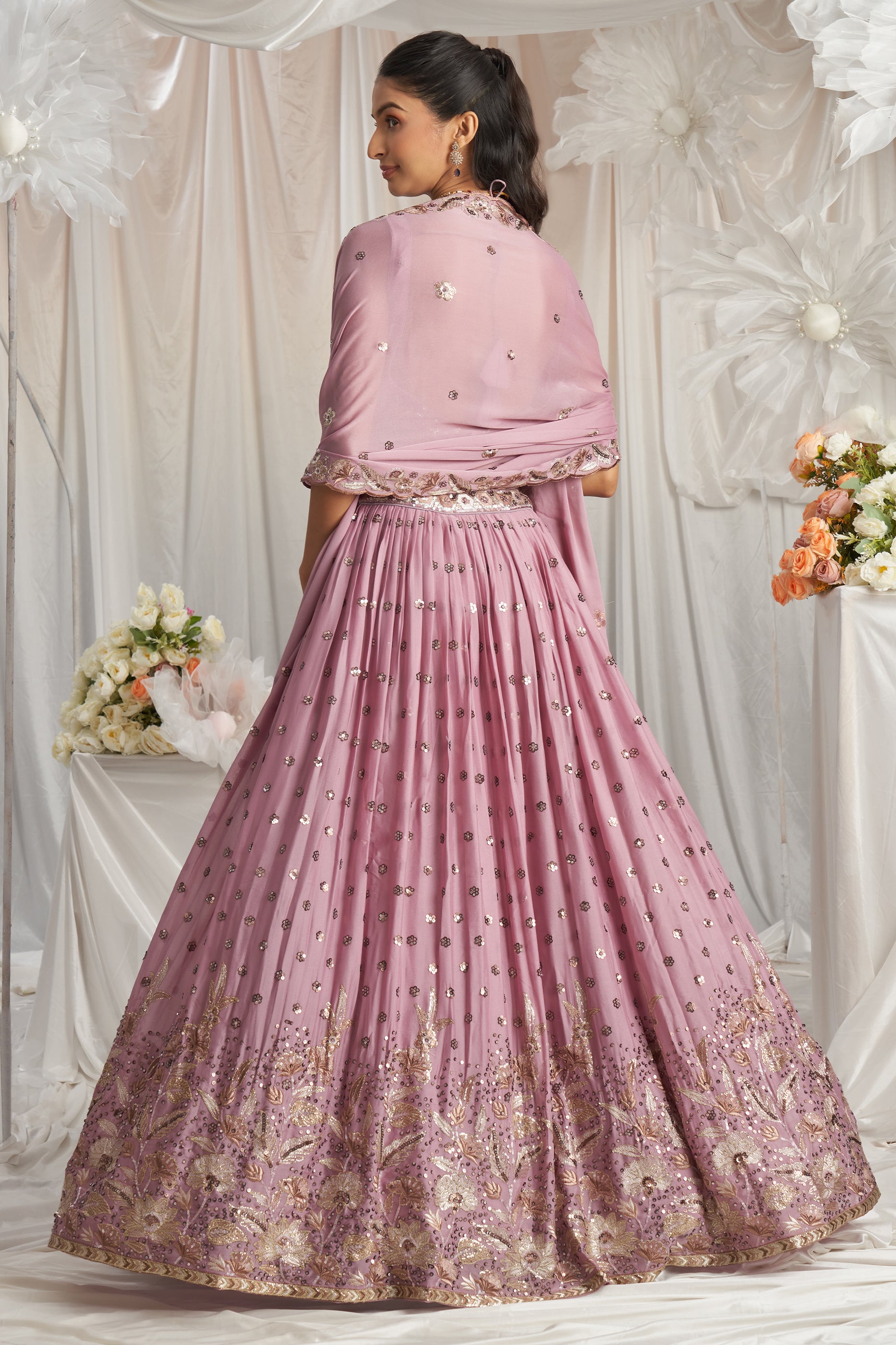 Lavender Semi-Stitched Embroidered Georgette Lehenga-SAR12838_6_SareeButa.com