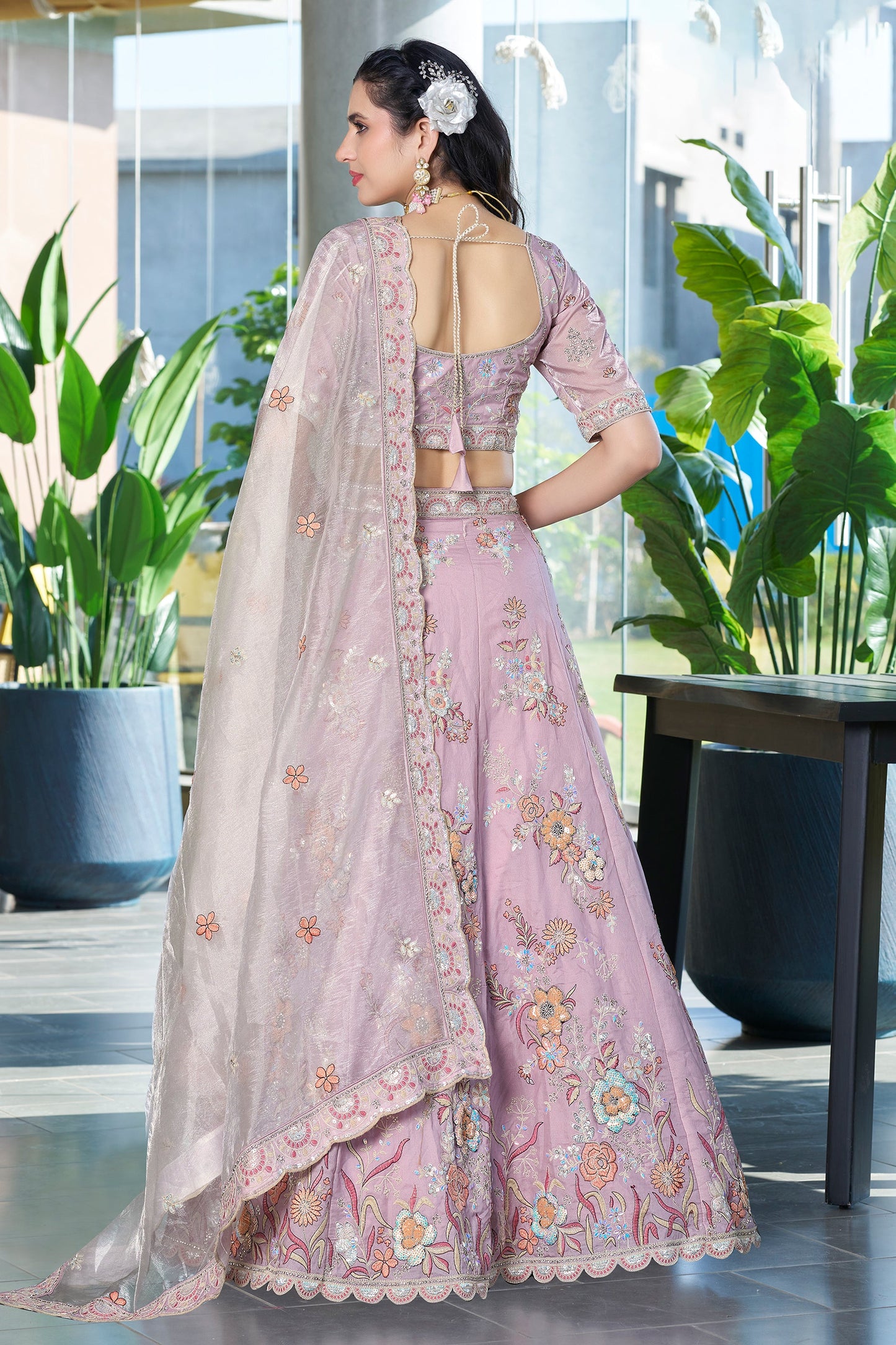 Lavender Semi-Stitched Embroidered Silk Lehenga-SAR10720_5_SareeButa.com