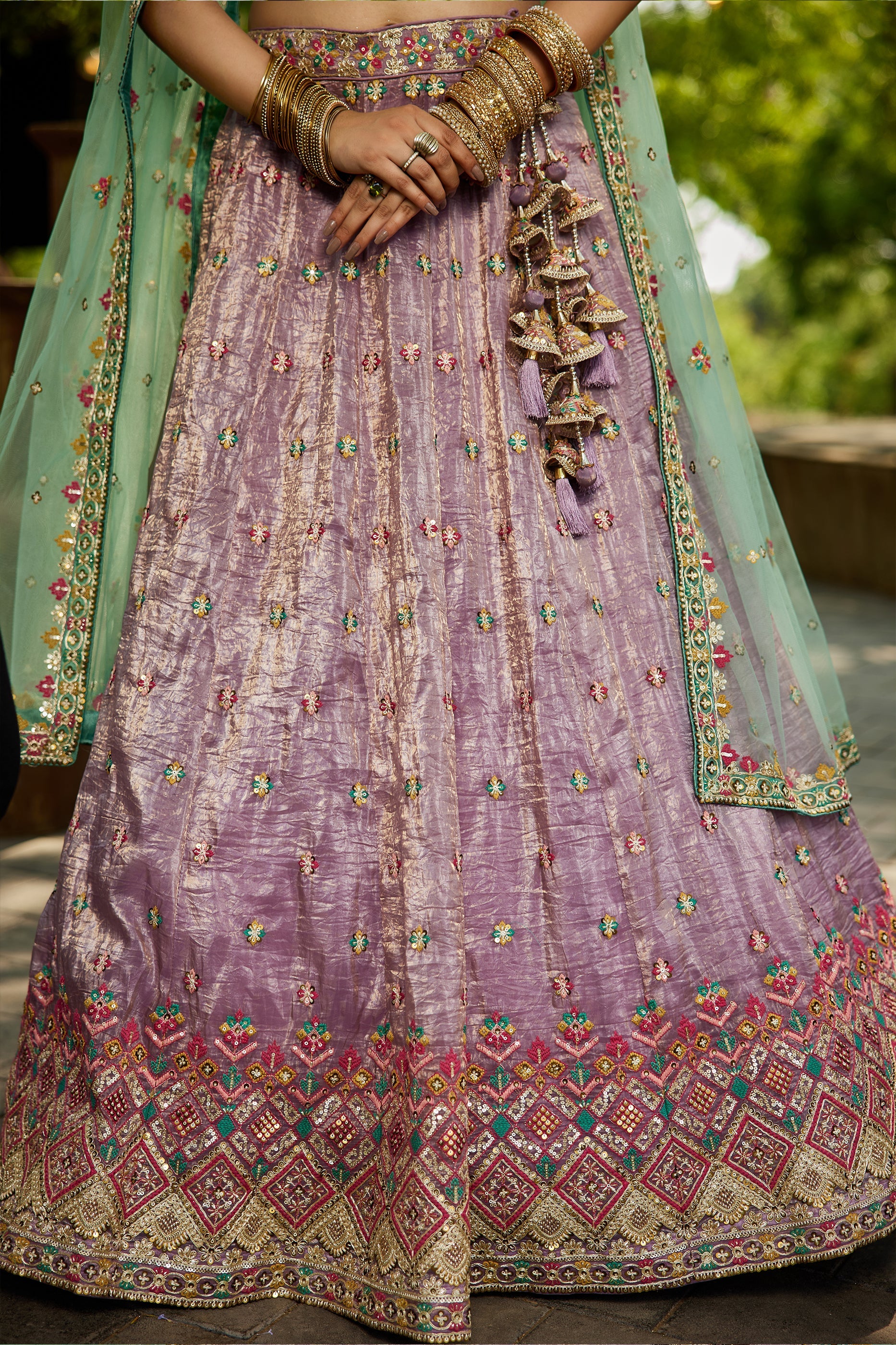 Lavender Readymade Embroidered Tissue Silk Lehenga-SAR10051_5_SareeButa.com