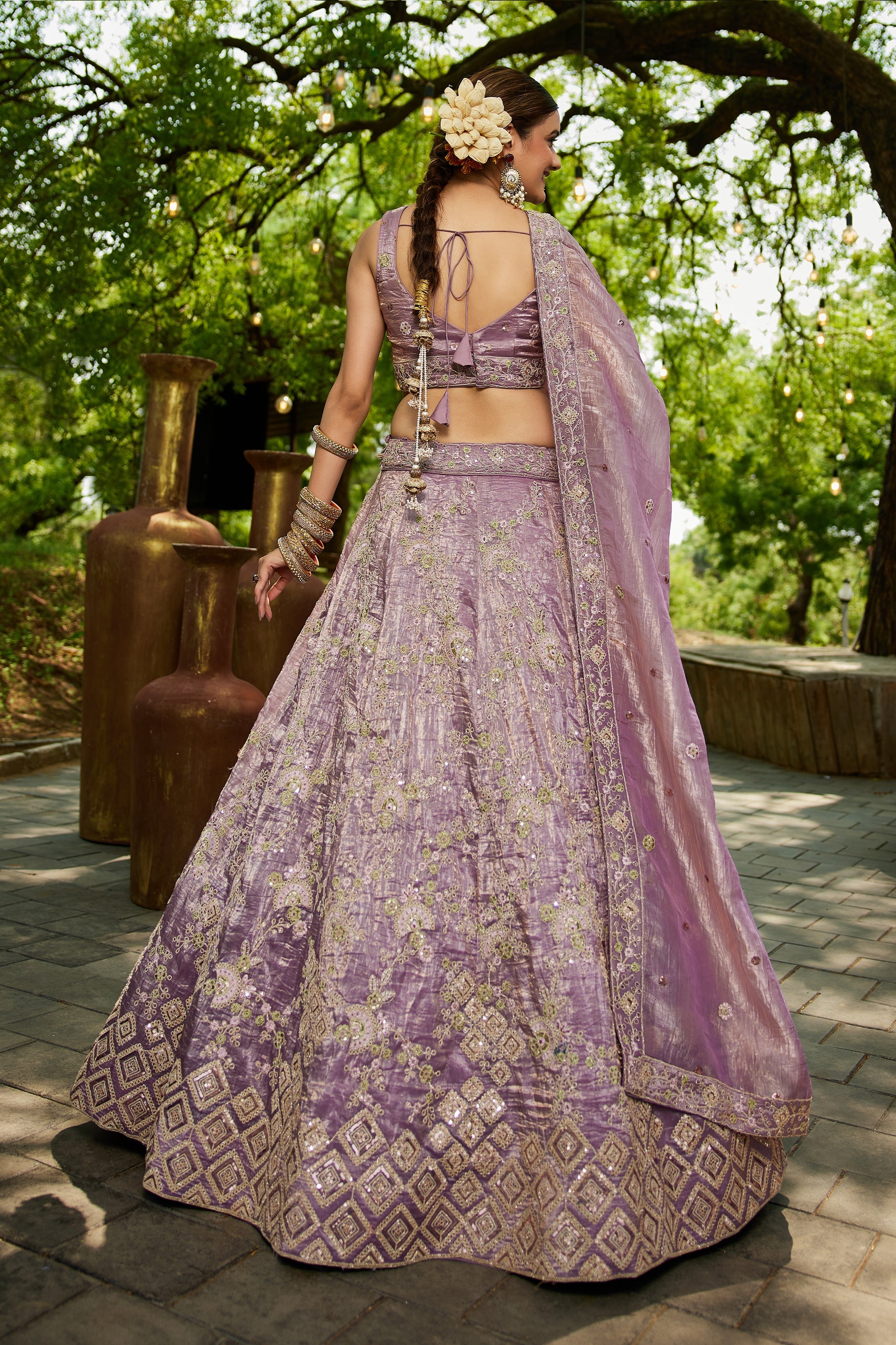 Lavender Readymade Embroidered Tissue Silk Lehenga-SAR10056_3_SareeButa.com