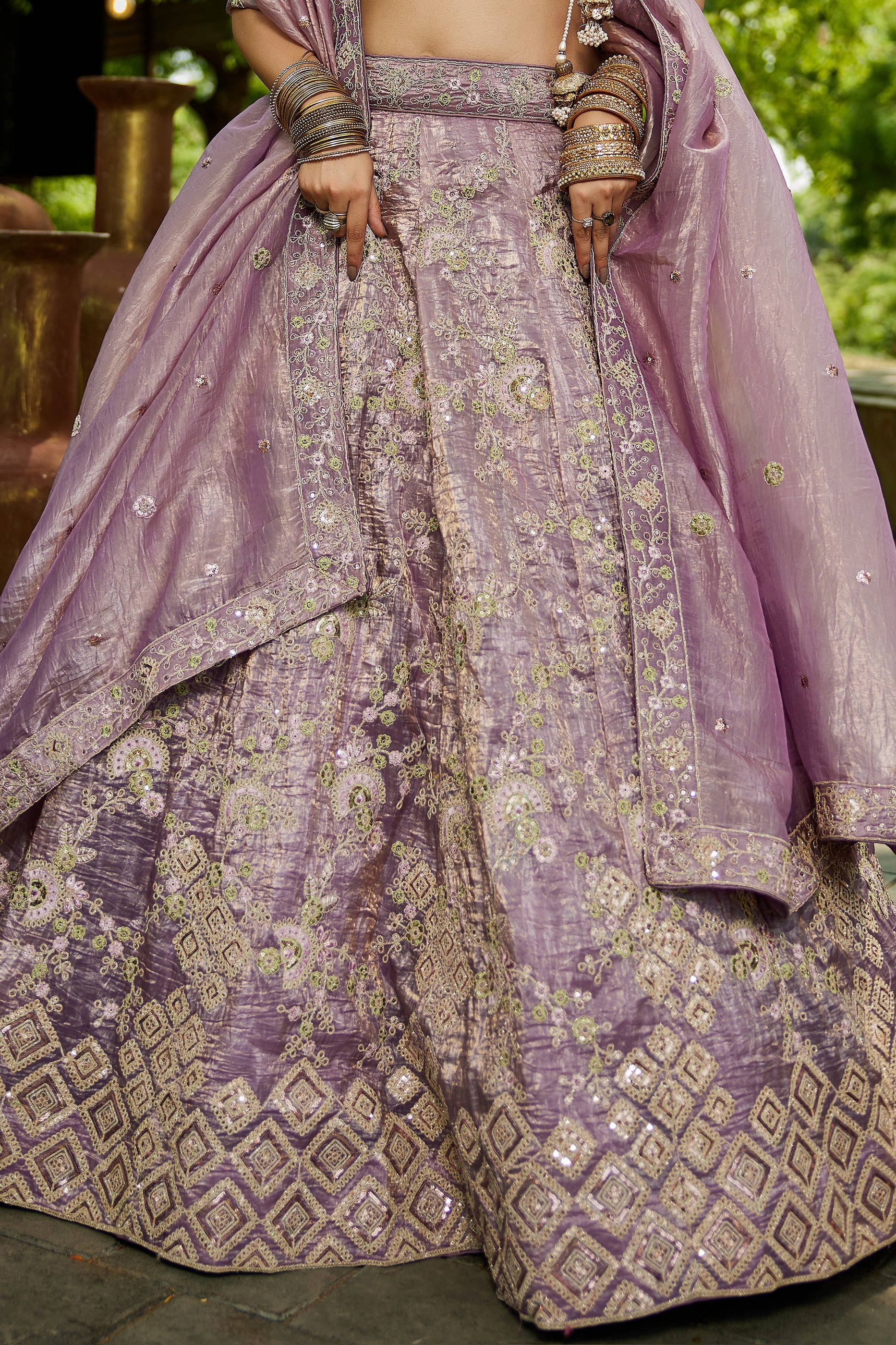 Lavender Readymade Embroidered Tissue Silk Lehenga-SAR10056_5_SareeButa.com