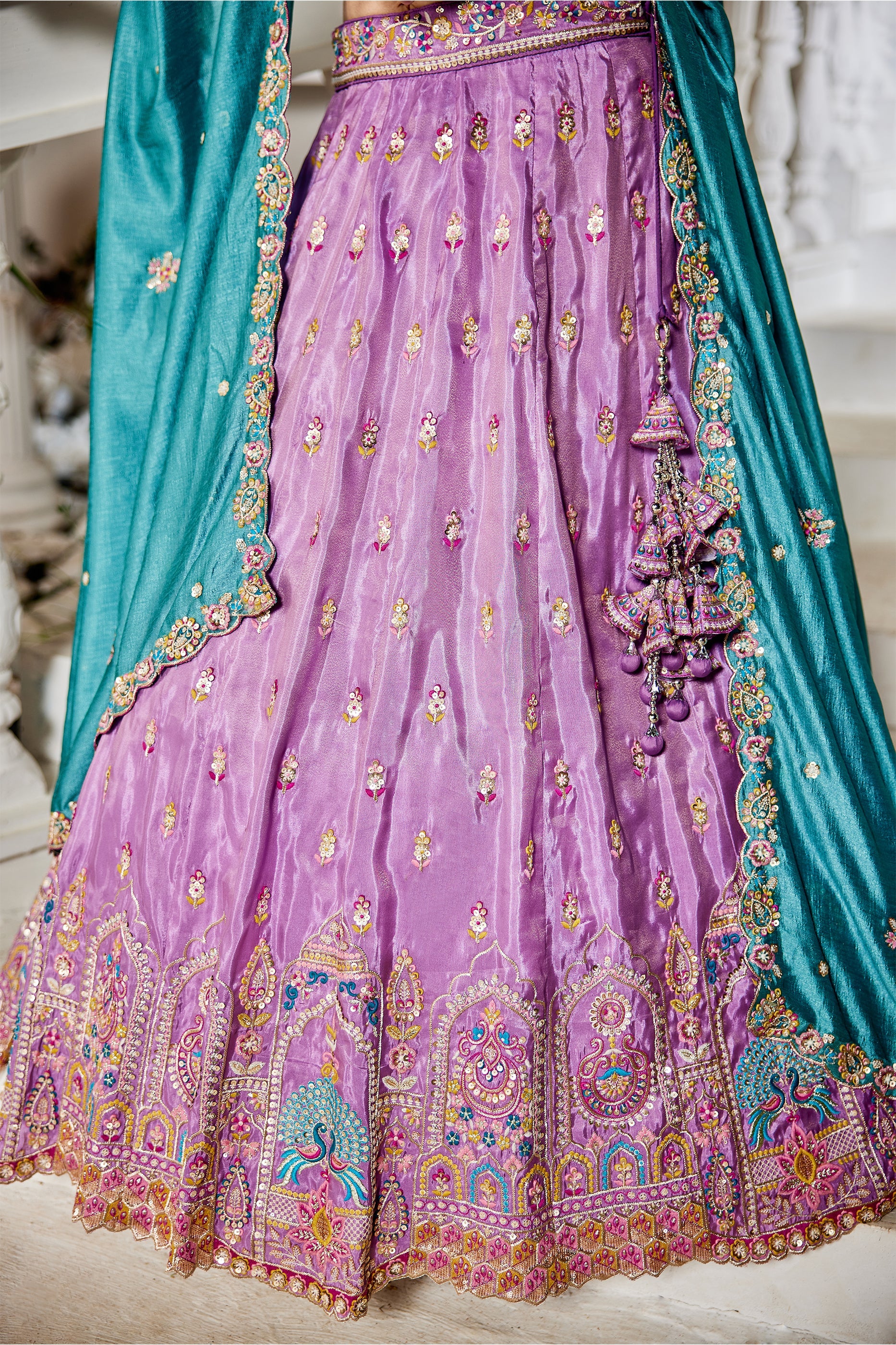 Lavender Readymade Embroidered Tissue Silk Lehenga-SAR10061_5_SareeButa.com