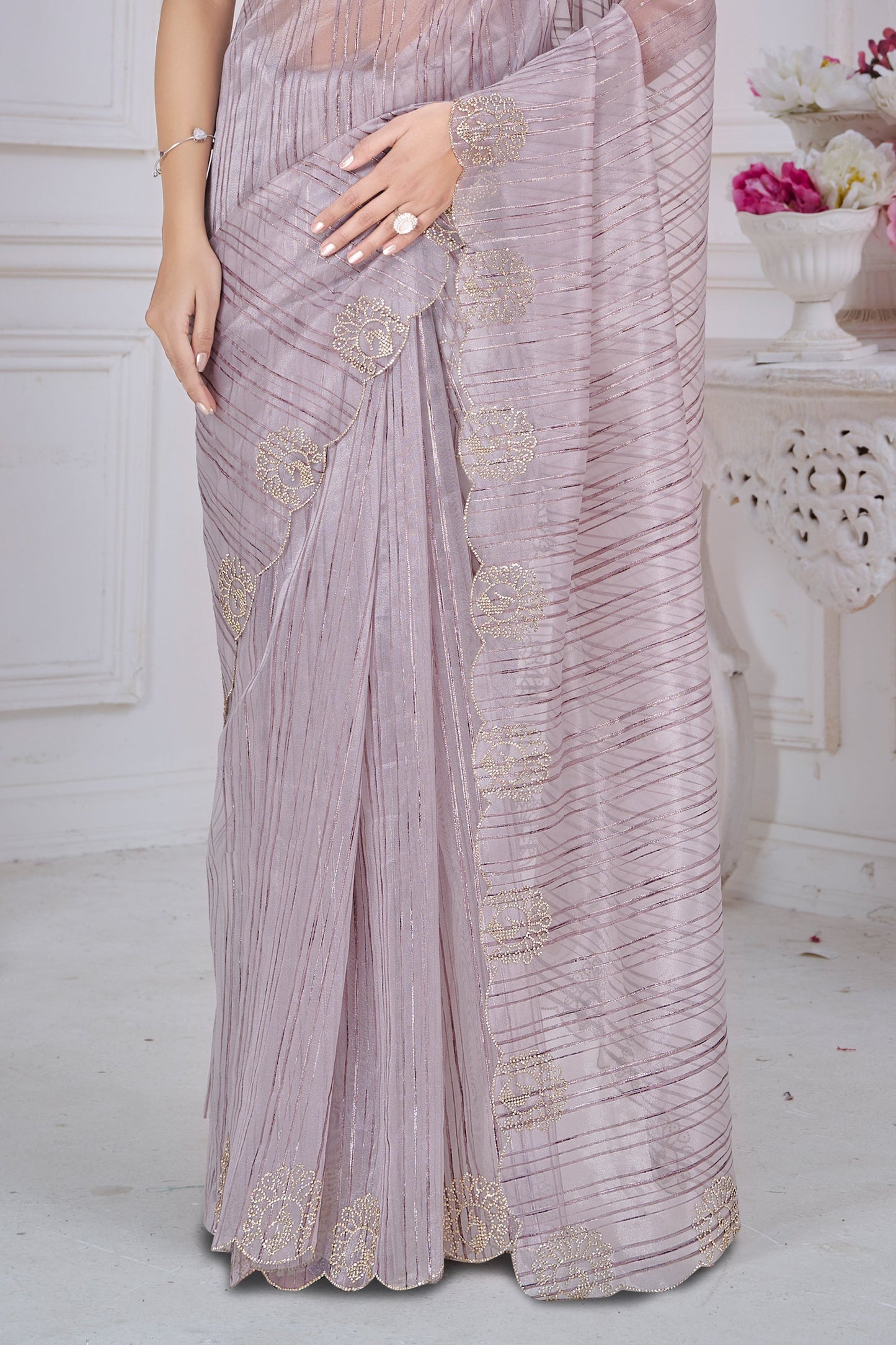 Lavender Stone Work Jacquard Saree-SAR10736_5_SareeButa.com