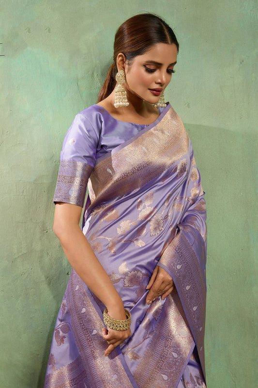 Lavender Woven Banarasi Silk Saree-SAR11794_2_SareeButa.com