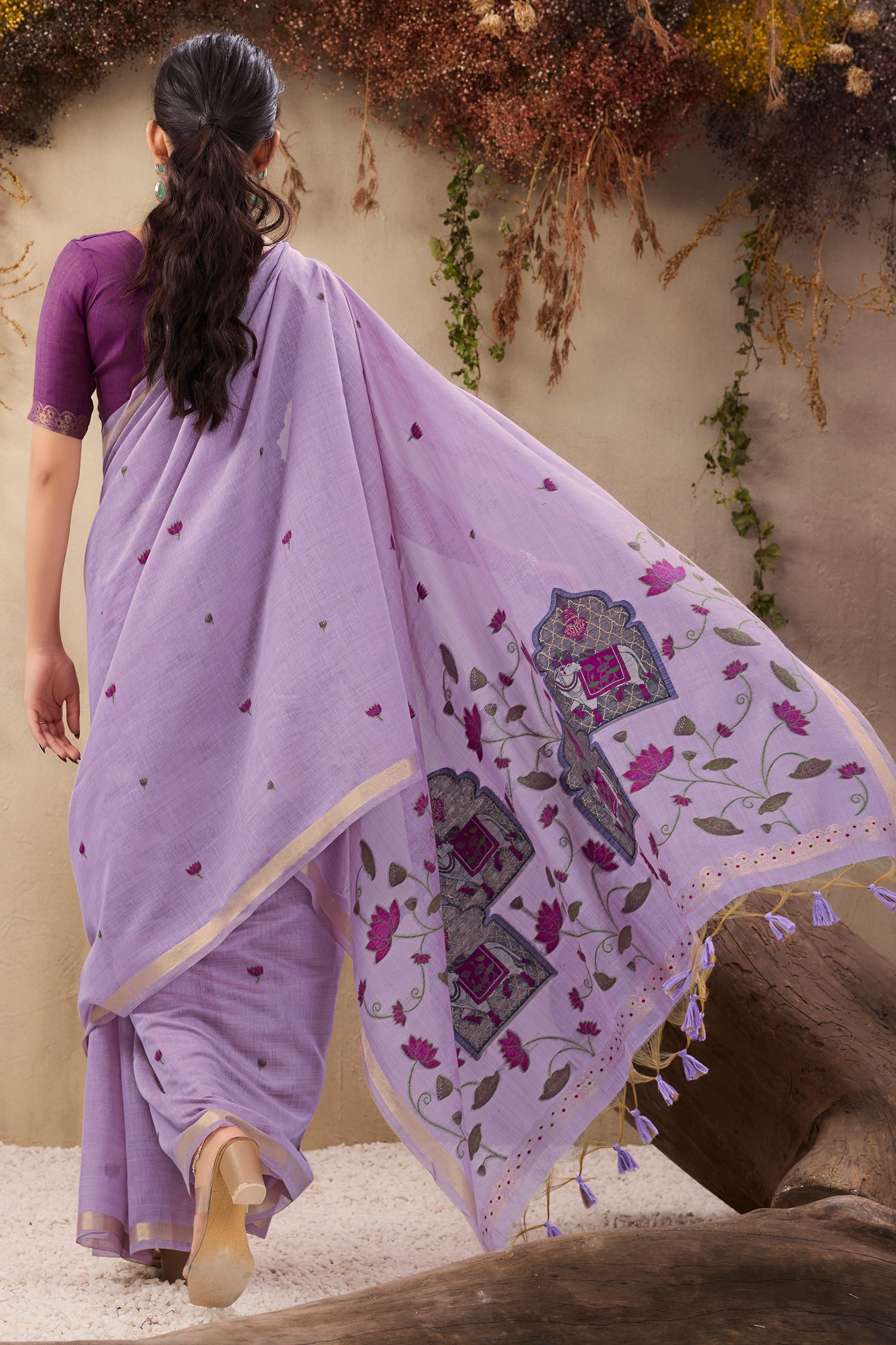 Lavender Woven Munga Cotton Saree-SAR11218_3_SareeButa.com