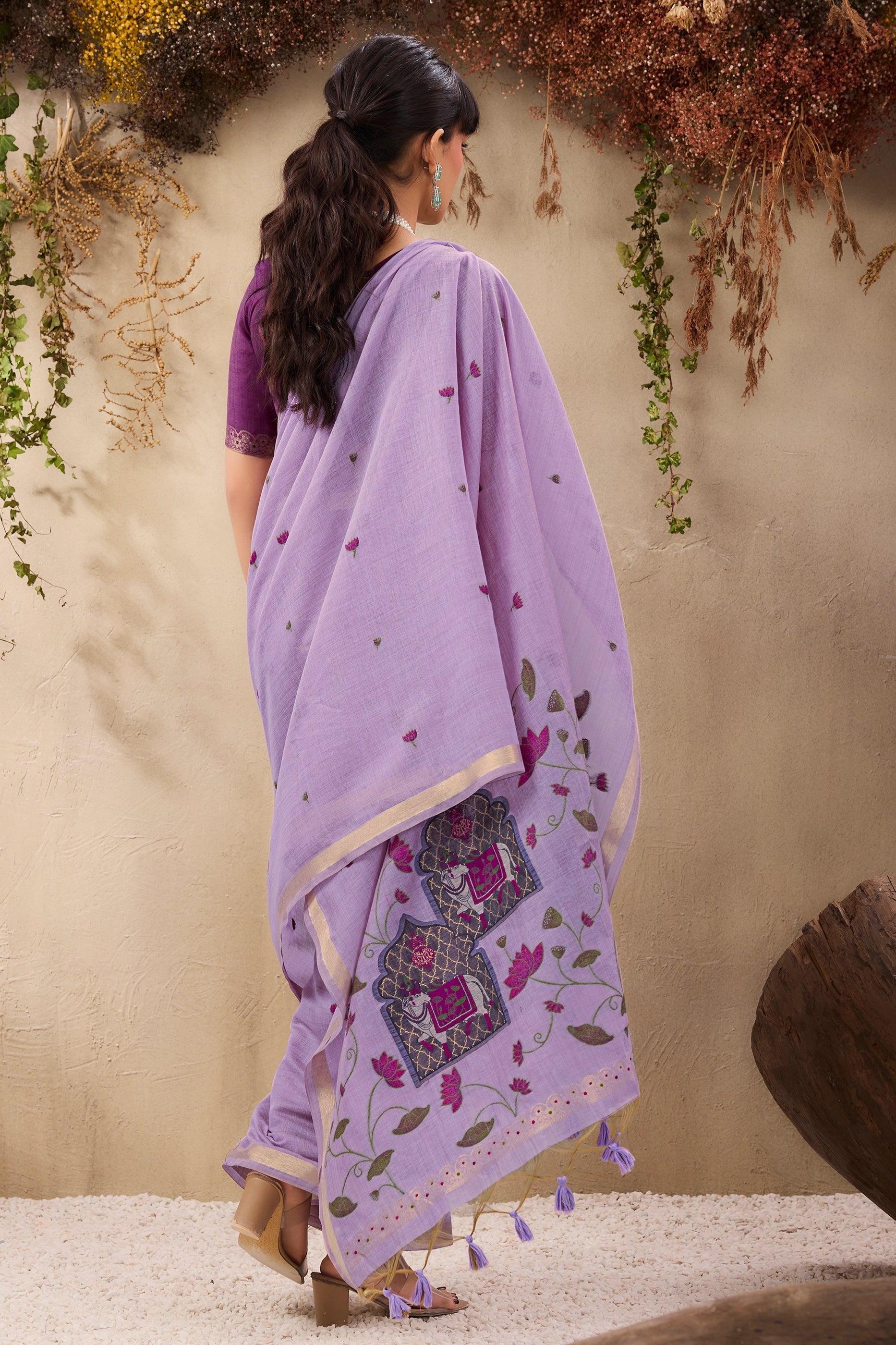 Lavender Woven Munga Cotton Saree-SAR11218_4_SareeButa.com