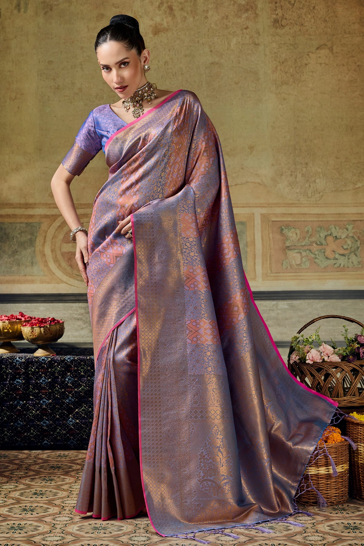 Lavender Woven Silk Saree-SAR12918_1_SareeButa.com