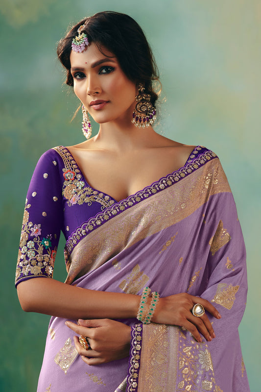 Lavender Woven Viscose Silk Banarasi Saree-SAR10579_2_SareeButa.com