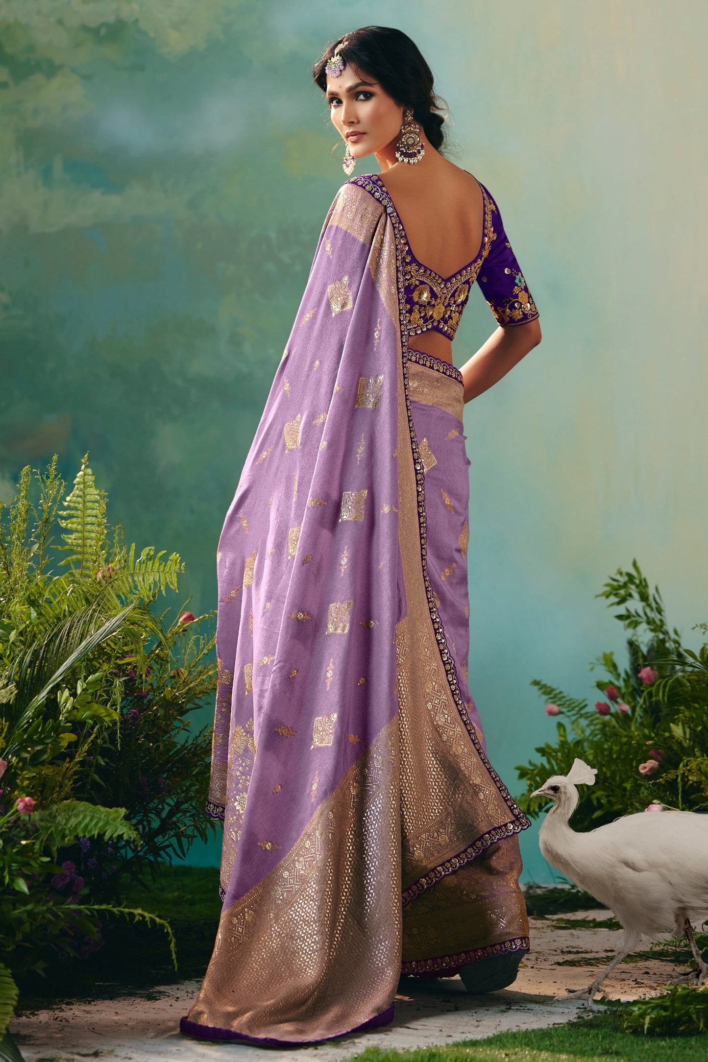 Lavender Woven Viscose Silk Banarasi Saree-SAR10579_5_SareeButa.com