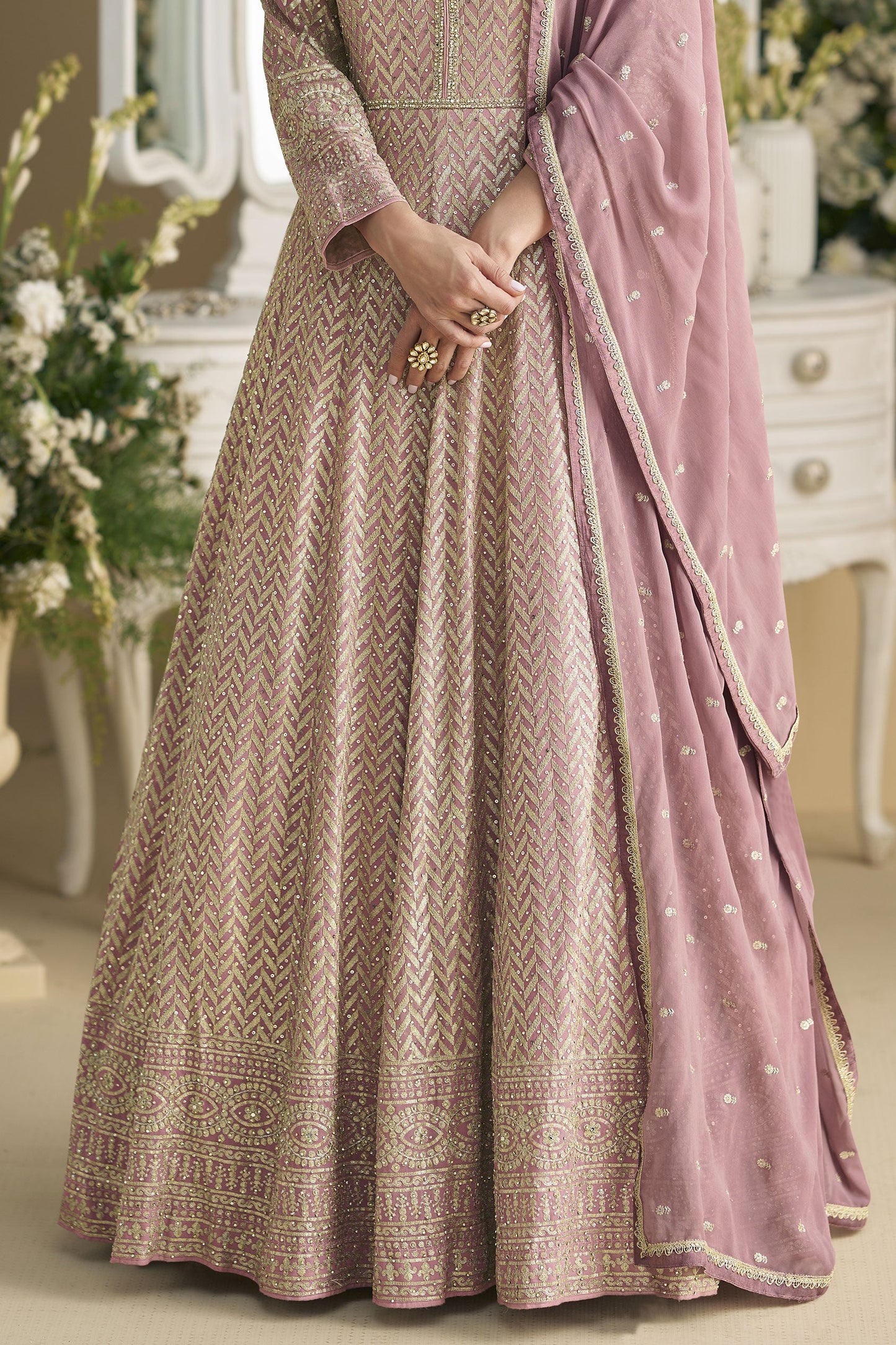 Light Pink Readymade Embroidered Georgette Gown With Dupatta-SS839_5_SareeButa.com