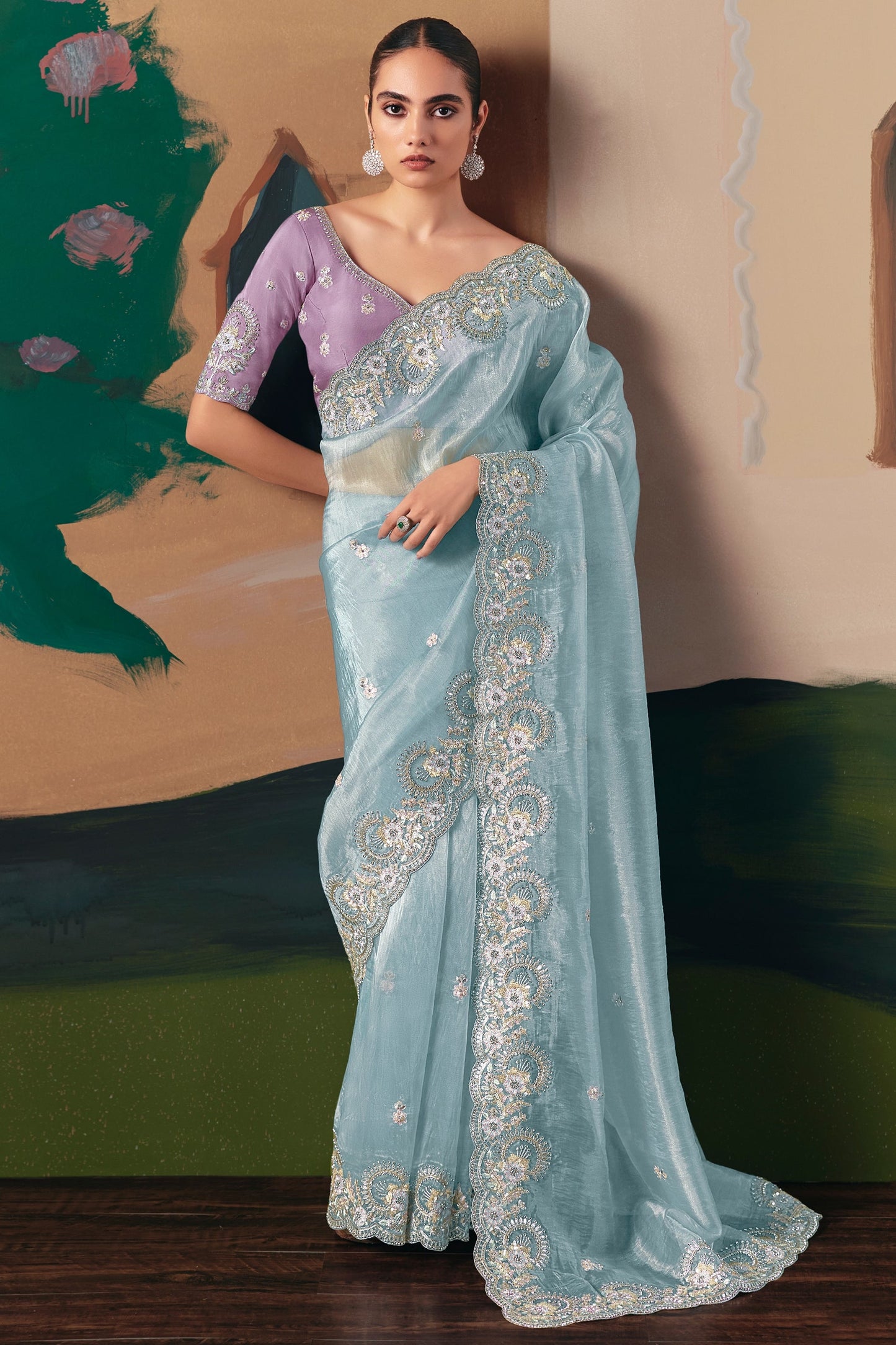 Light Blue Embroidered Organza Saree-SAR10554_1_SareeButa.com