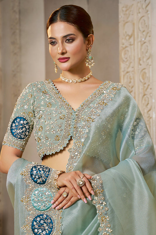Light Blue Embroidered Organza Tissue Silk Saree-SAR10875_2_SareeButa.com