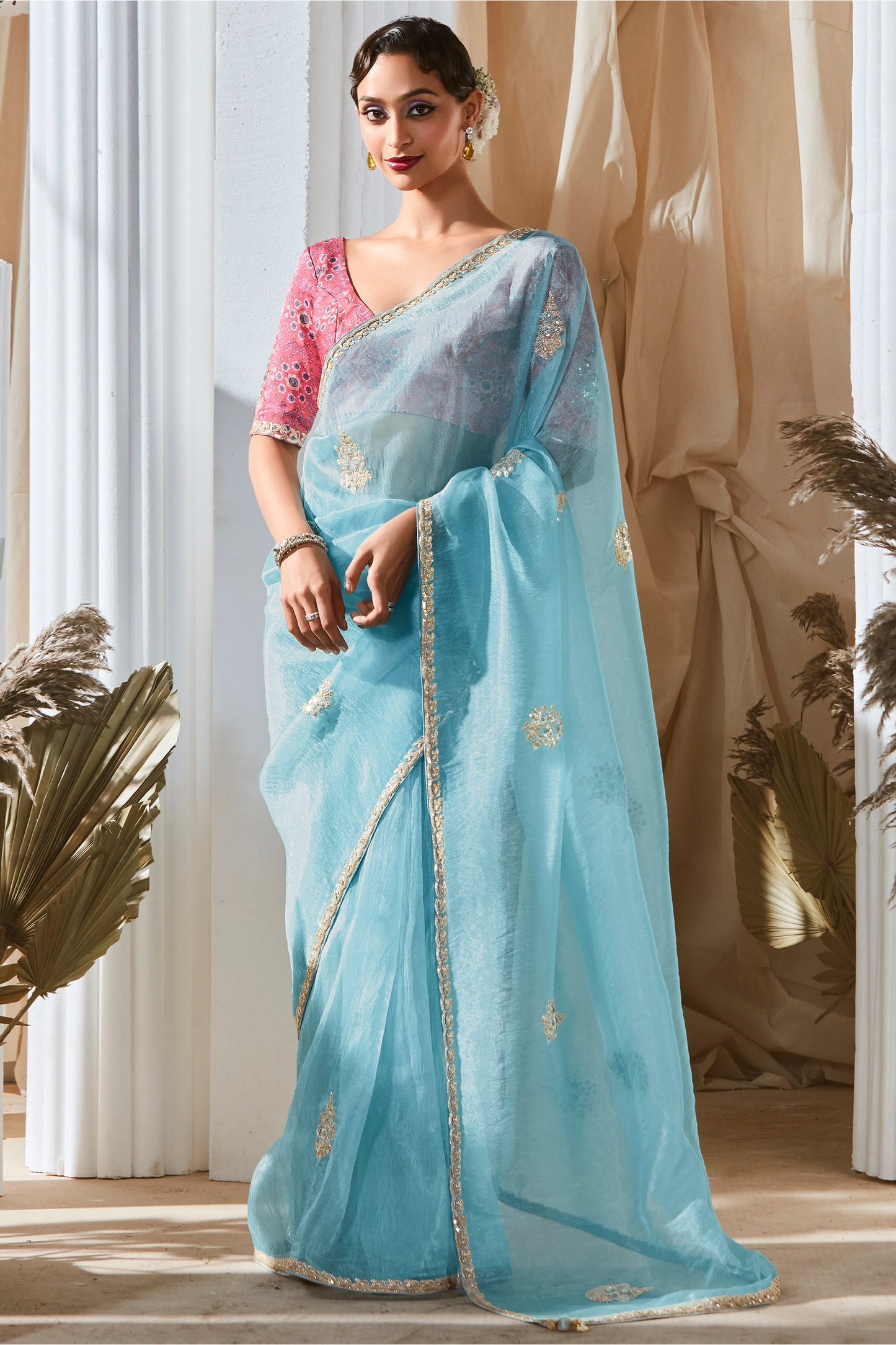 Light Blue Embroidered Tissue Silk Saree-SAR10230_1_SareeButa.com