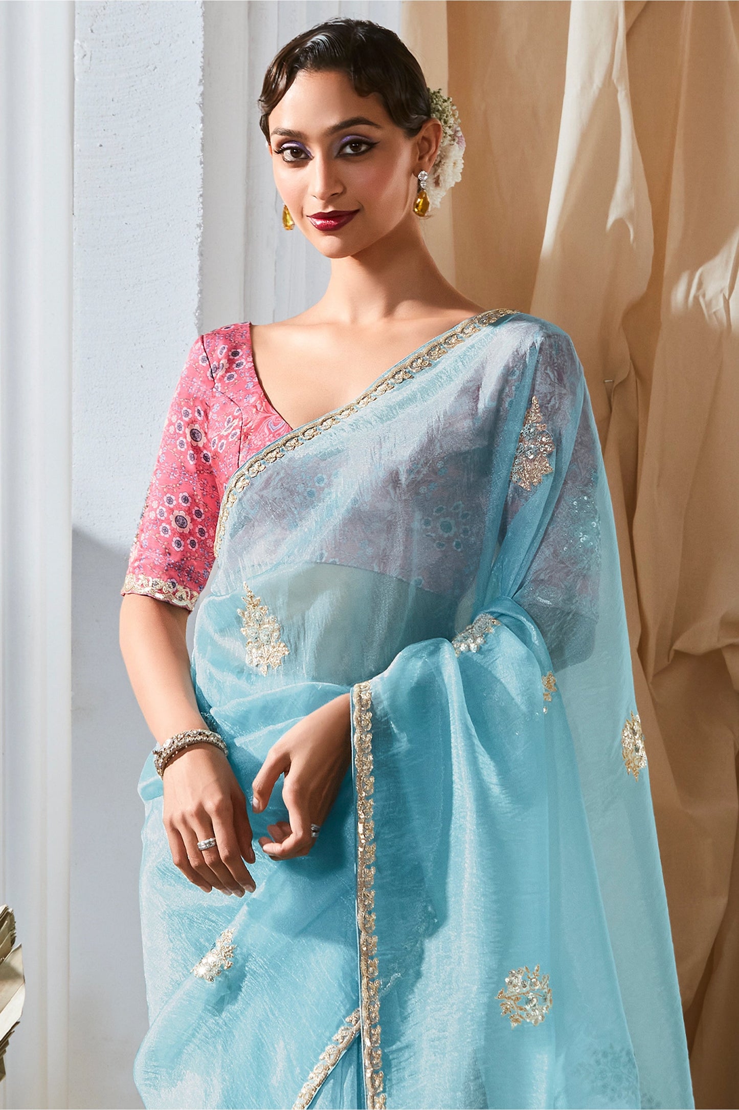 Light Blue Embroidered Tissue Silk Saree-SAR10230_4_SareeButa.com