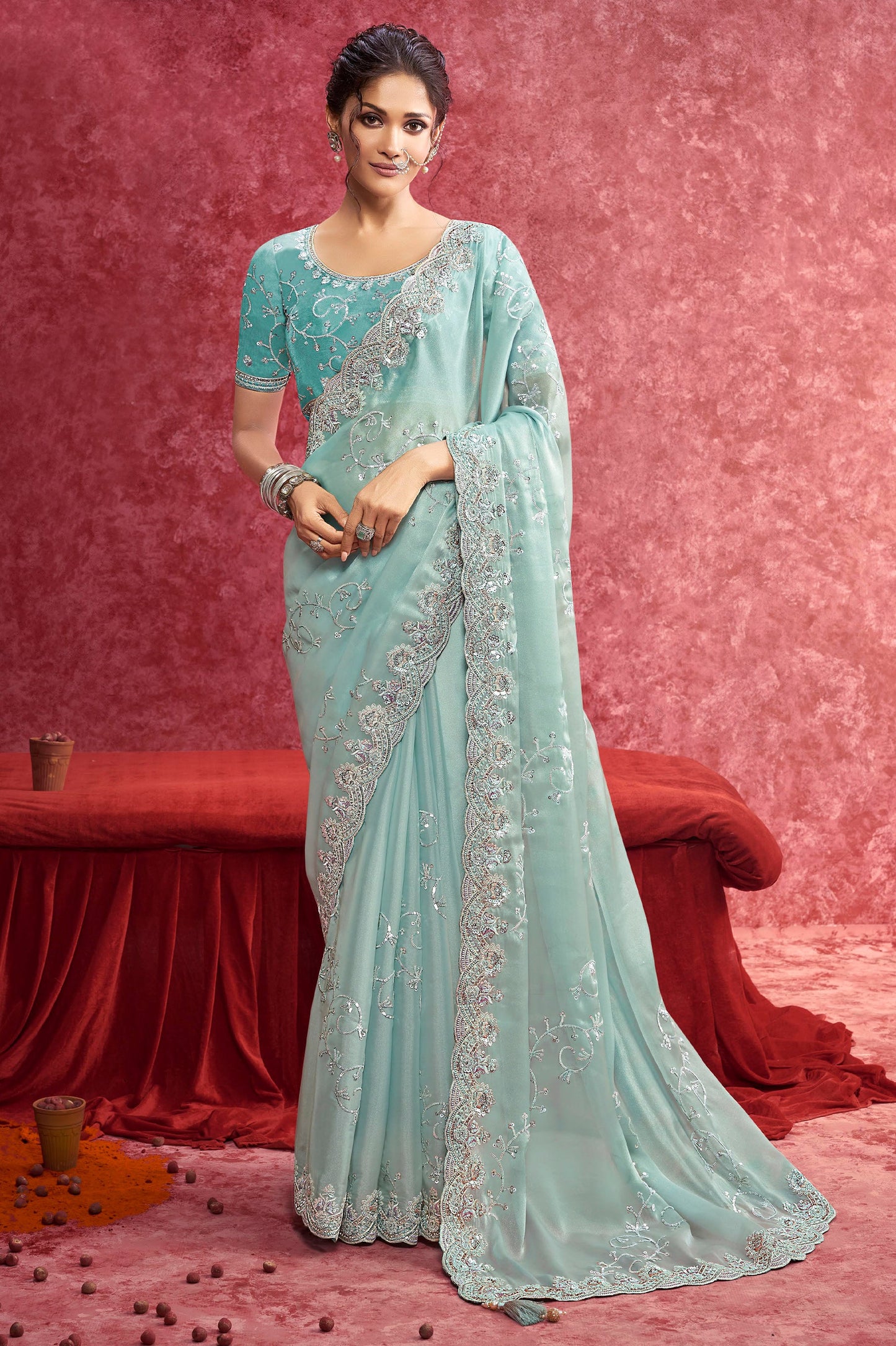 Light Blue Embroidered Satin Silk Saree-SAR10276_1_SareeButa.com