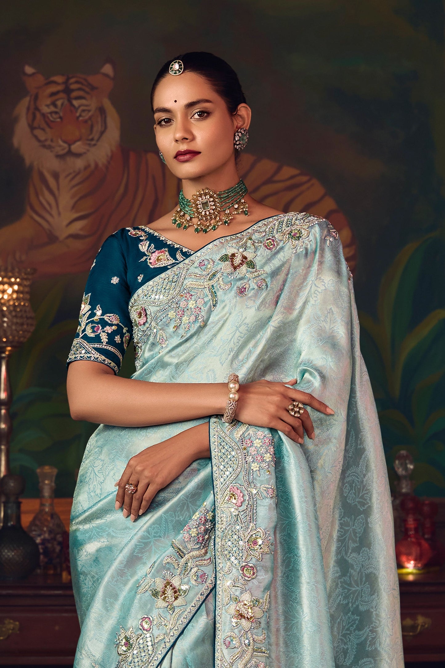 Light Blue Heavy Work Silk Saree-SAR10982_5_SareeButa.com