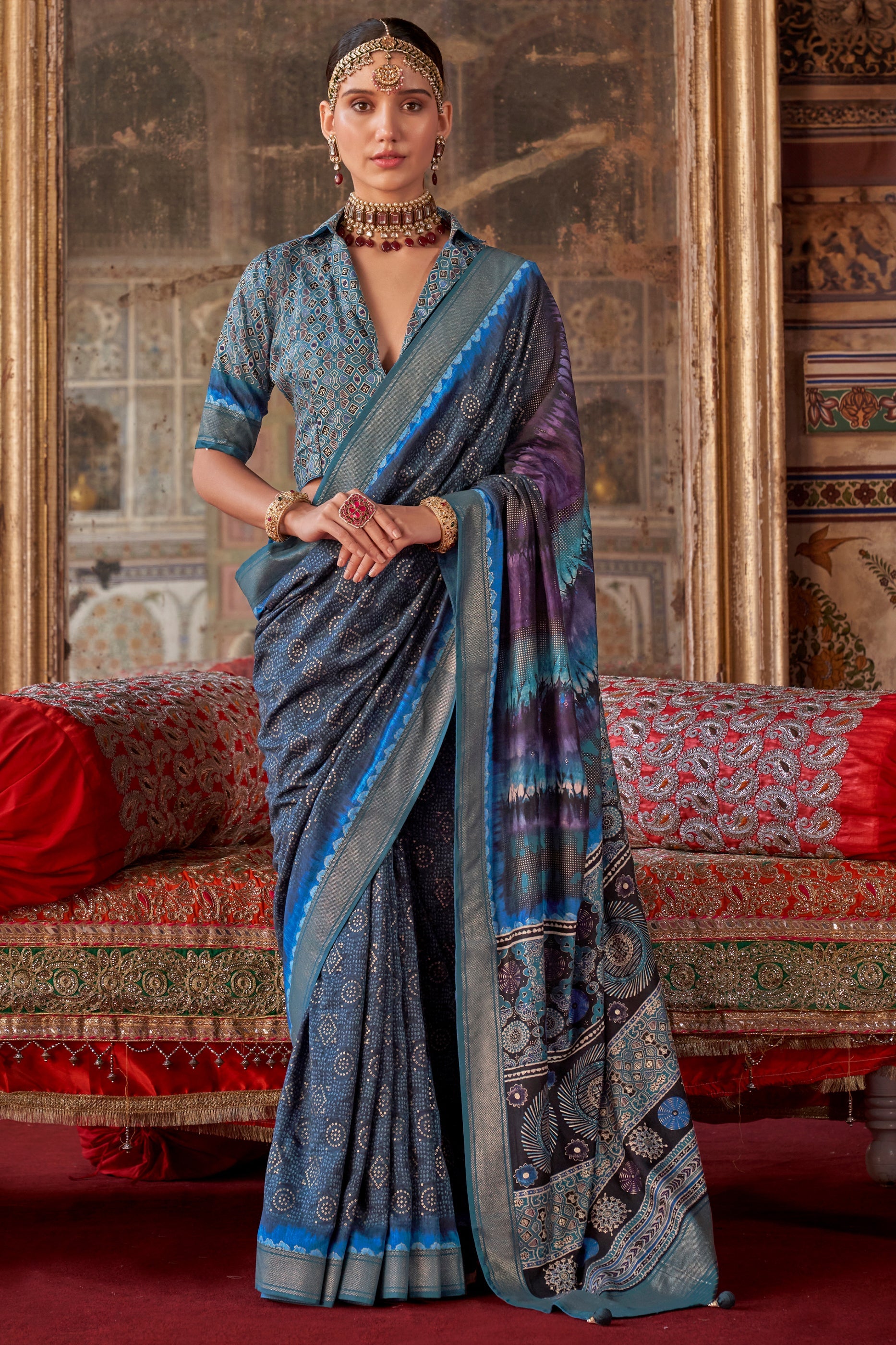 Light Blue Printed Silk Saree-SAR10109_1_SareeButa.com