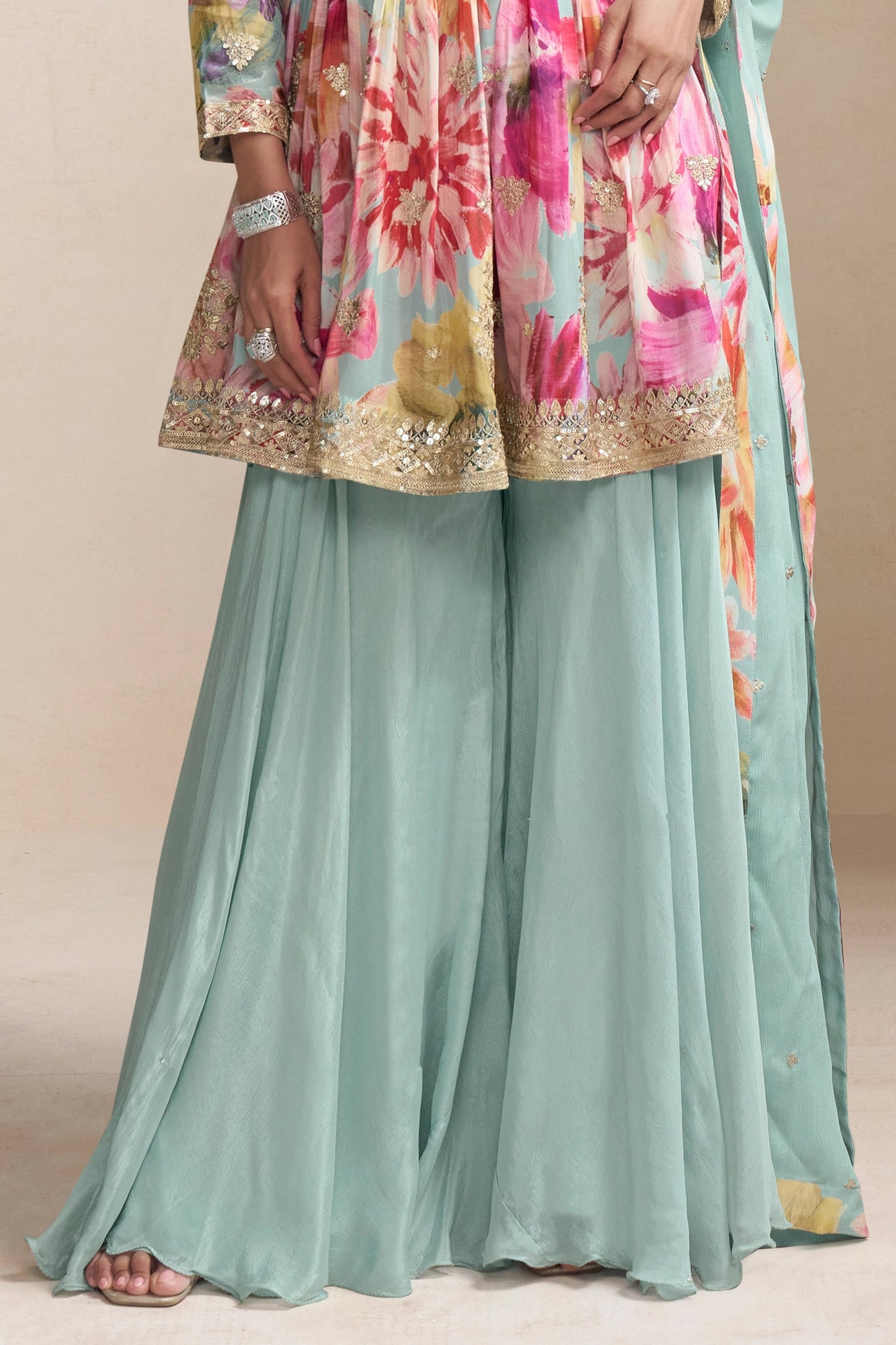 Light Blue Readymade Chinon A-line Suit-SAR10640_5_SareeButa.com