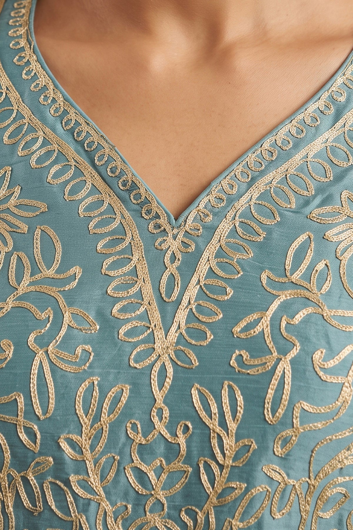 Light Blue Readymade Embroidered Chinon Palazzo Suit-SAR13358_5_SareeButa.com
