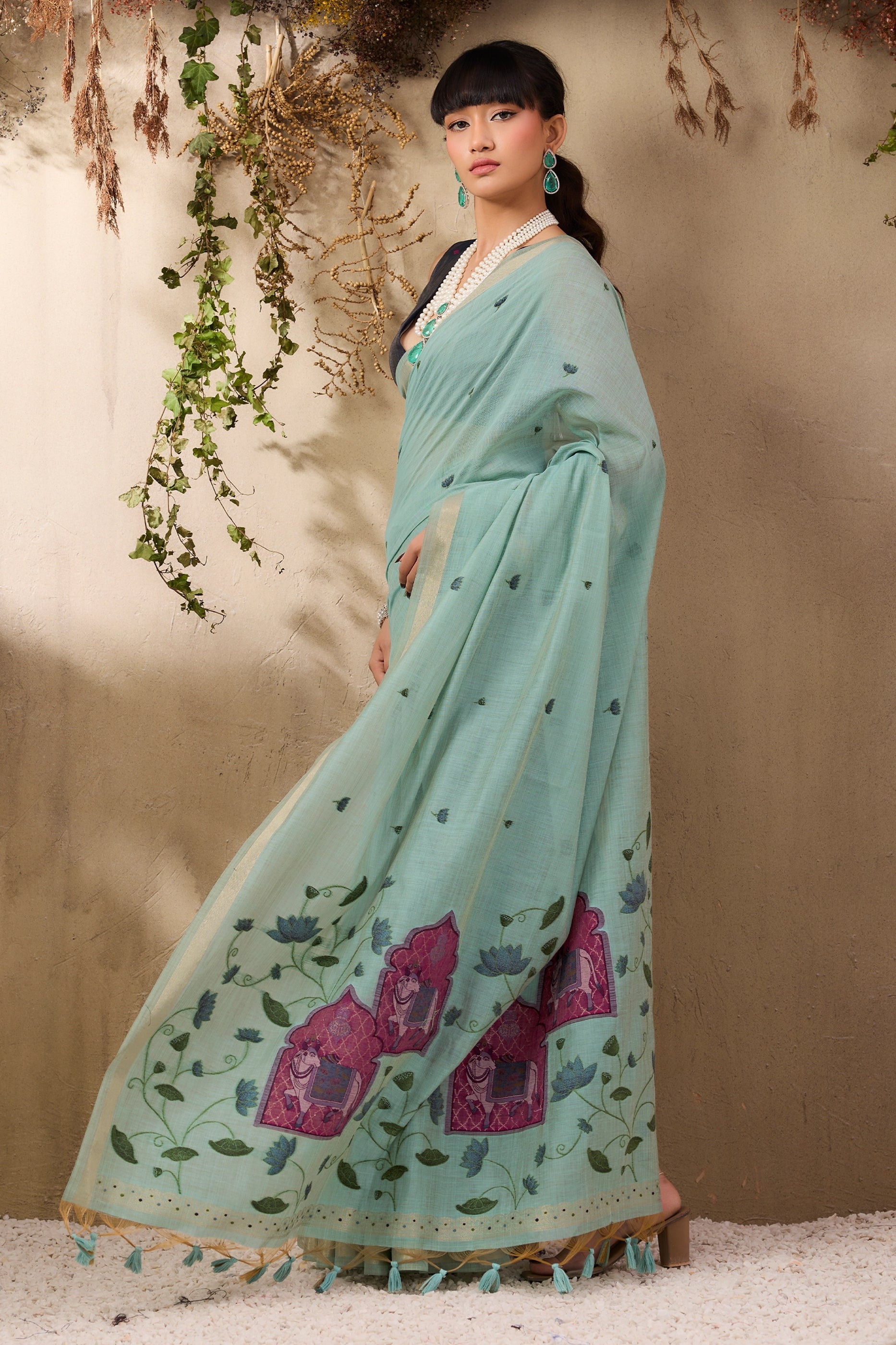 Light Blue Woven Munga Cotton Saree-SAR11216_3_SareeButa.com