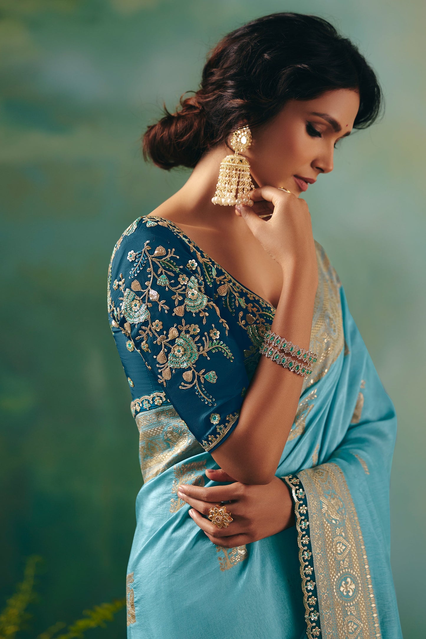 Light Blue Woven Viscose Silk Banarasi Saree-SAR10572_5_SareeButa.com