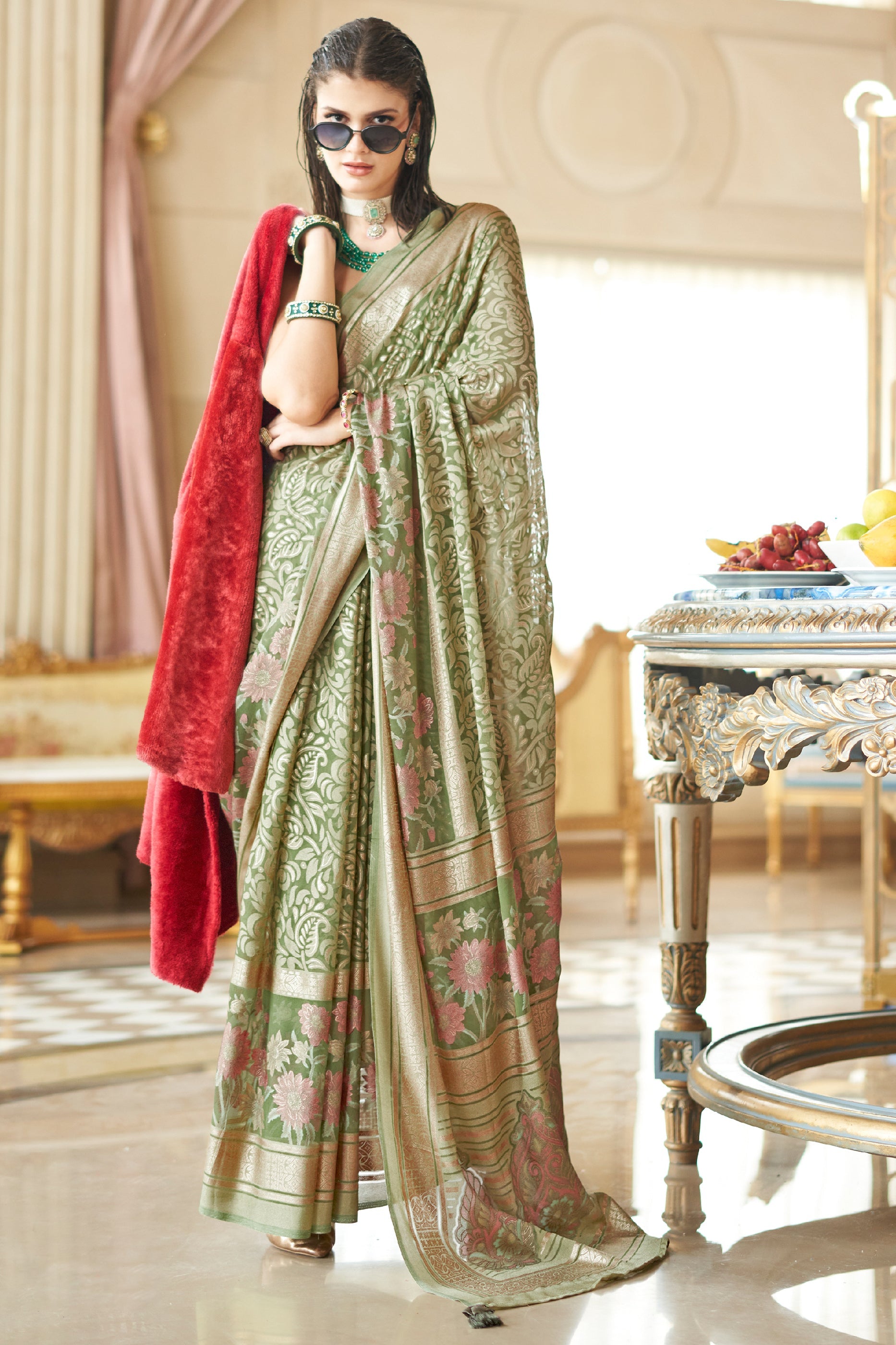 Light Green Printed Georgette Saree-SAR10201_1_SareeButa.com