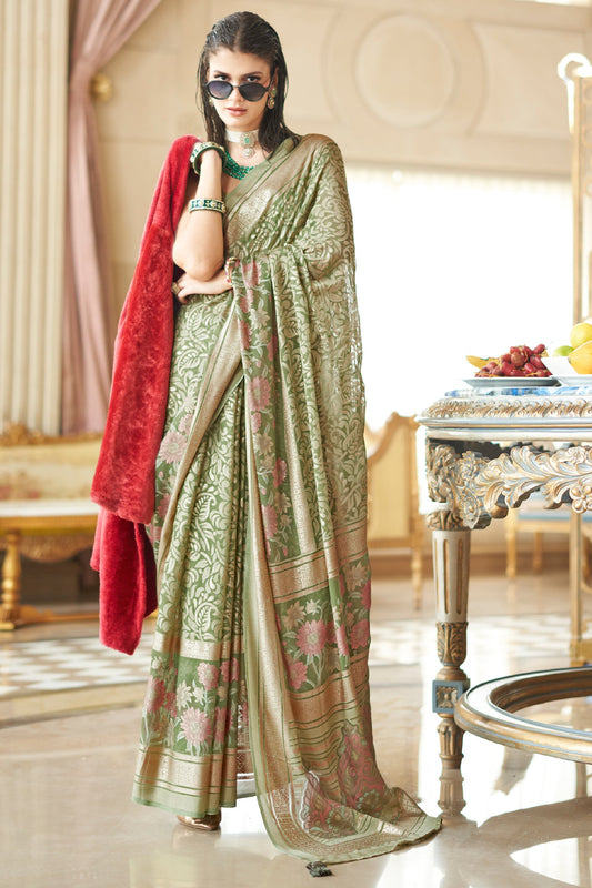 Light Green Printed Georgette Saree-SAR10201_1_SareeButa.com