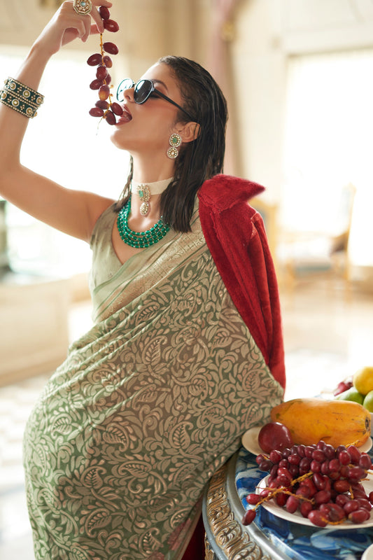 Light Green Printed Georgette Saree-SAR10201_2_SareeButa.com